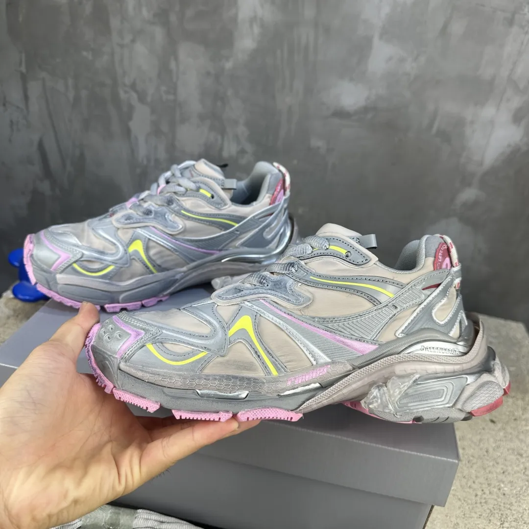 BALENCIAGA Runner-2 破坏风 グレー ピンク - 画像 (5)