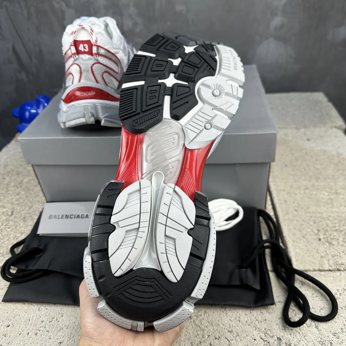 BALENCIAGA Runner-2 白×赤 デストロイ風 - 画像 (10)