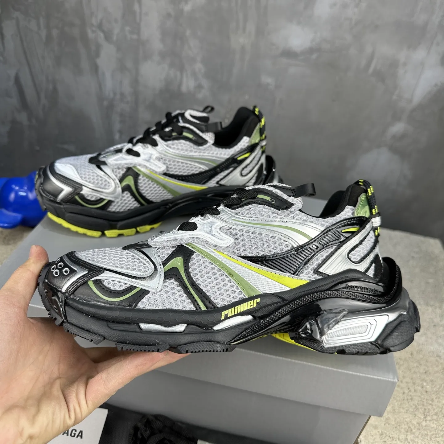 BALENCIAGA Runner-2 破坏风 白黑黄 スニーカー - 画像 (5)