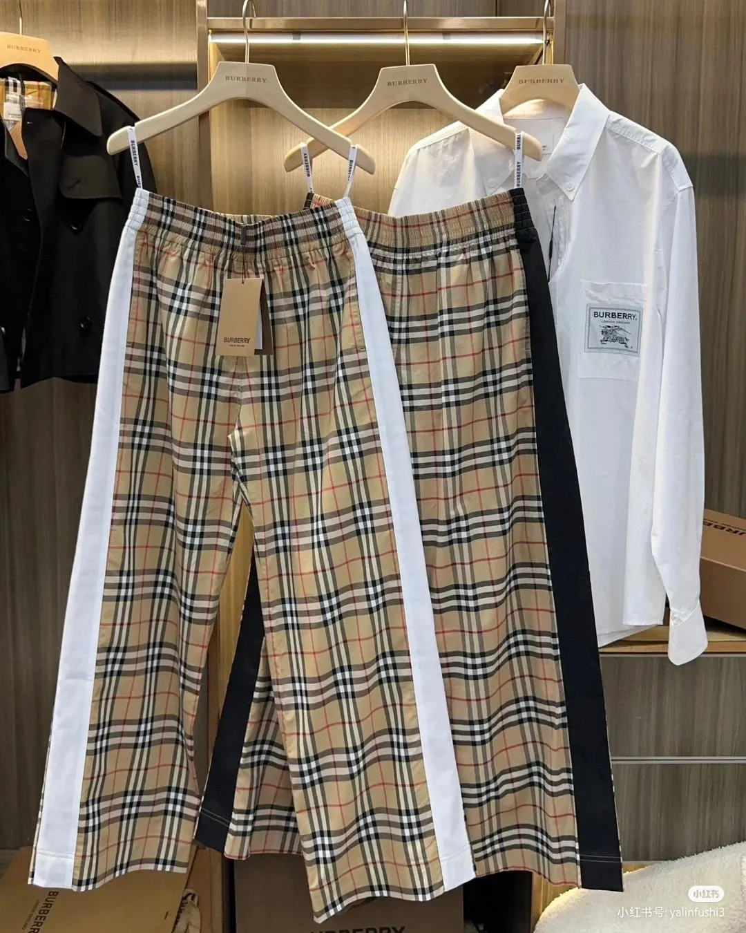BURBERRY 長短款格子 pants ベージュ クラシックスタイル