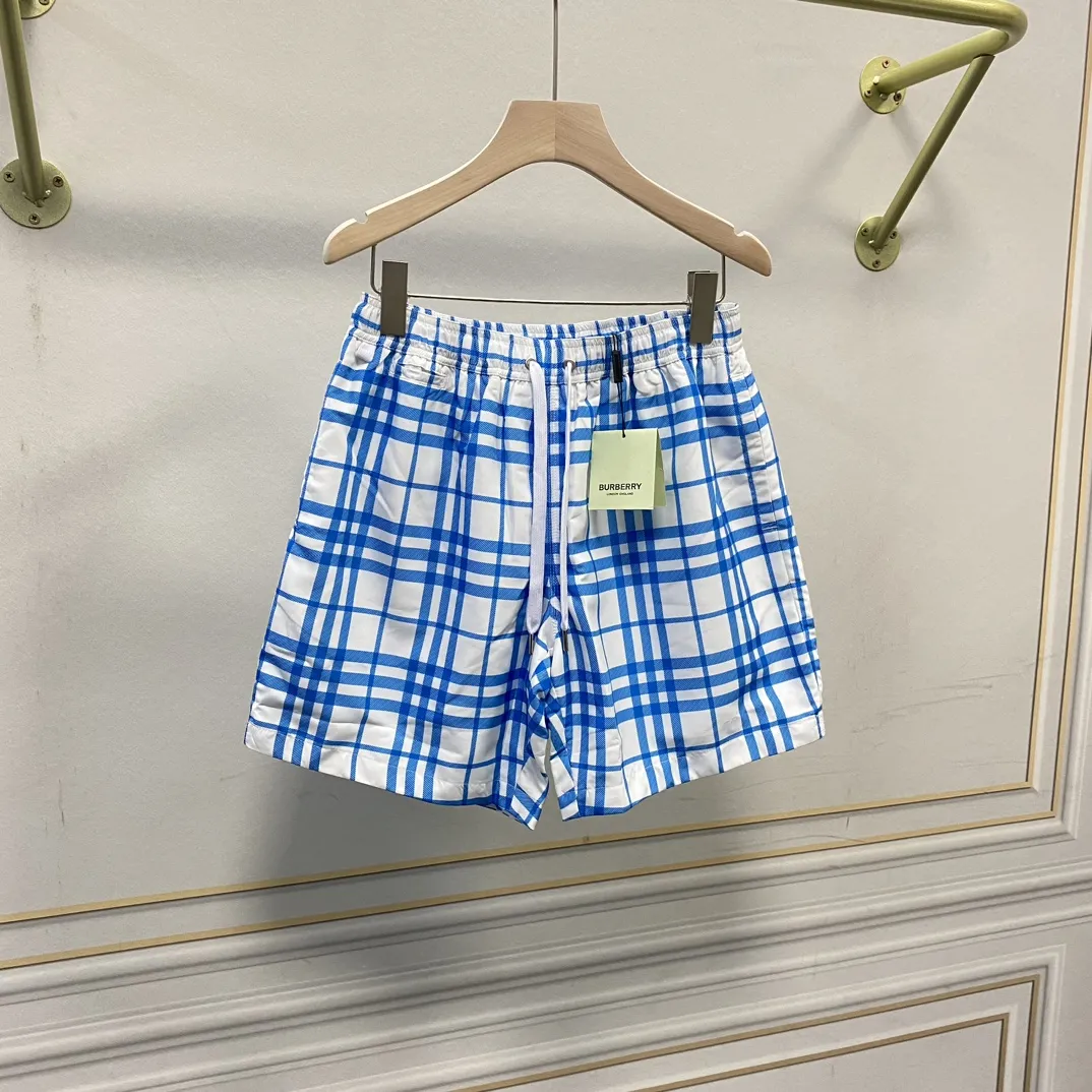 BURBERRY ブルー白チェックショーツ 男女兼用