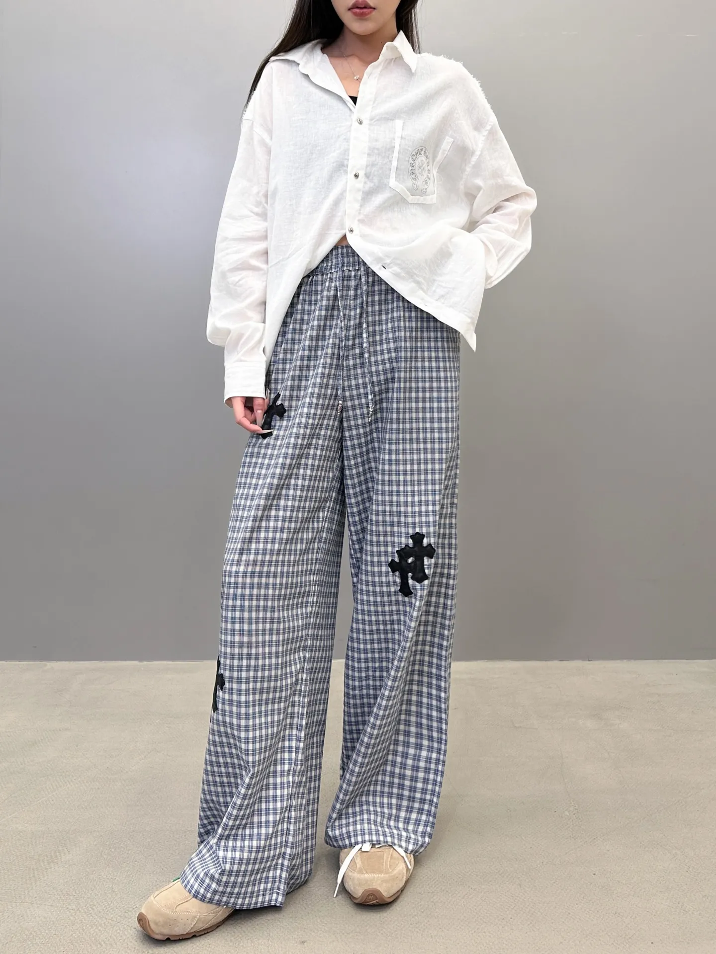 Chrome Hearts グレー格子柄カジュアルパンツ - 画像 (3)