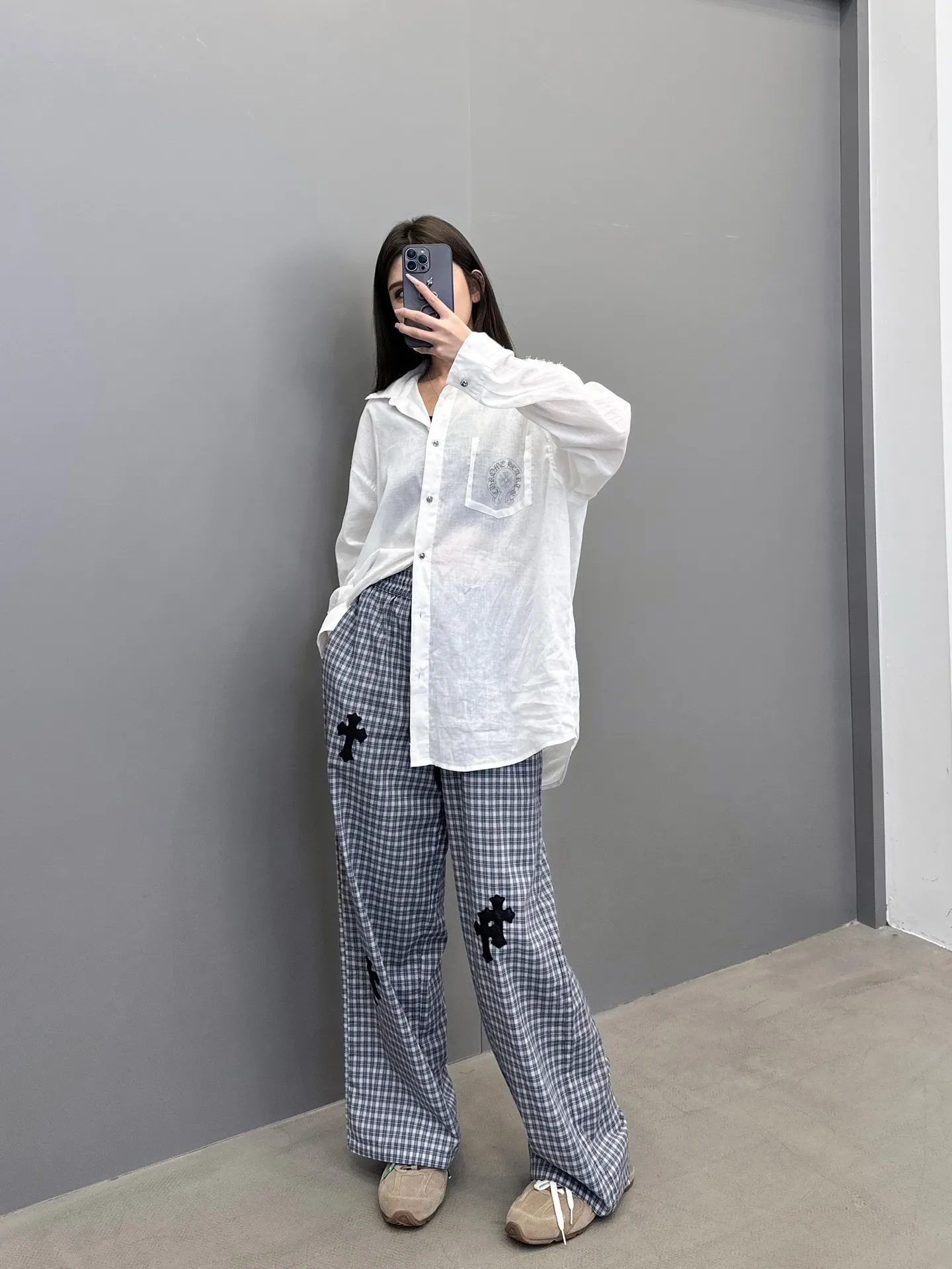 Chrome Hearts グレー格子柄カジュアルパンツ - 画像 (4)