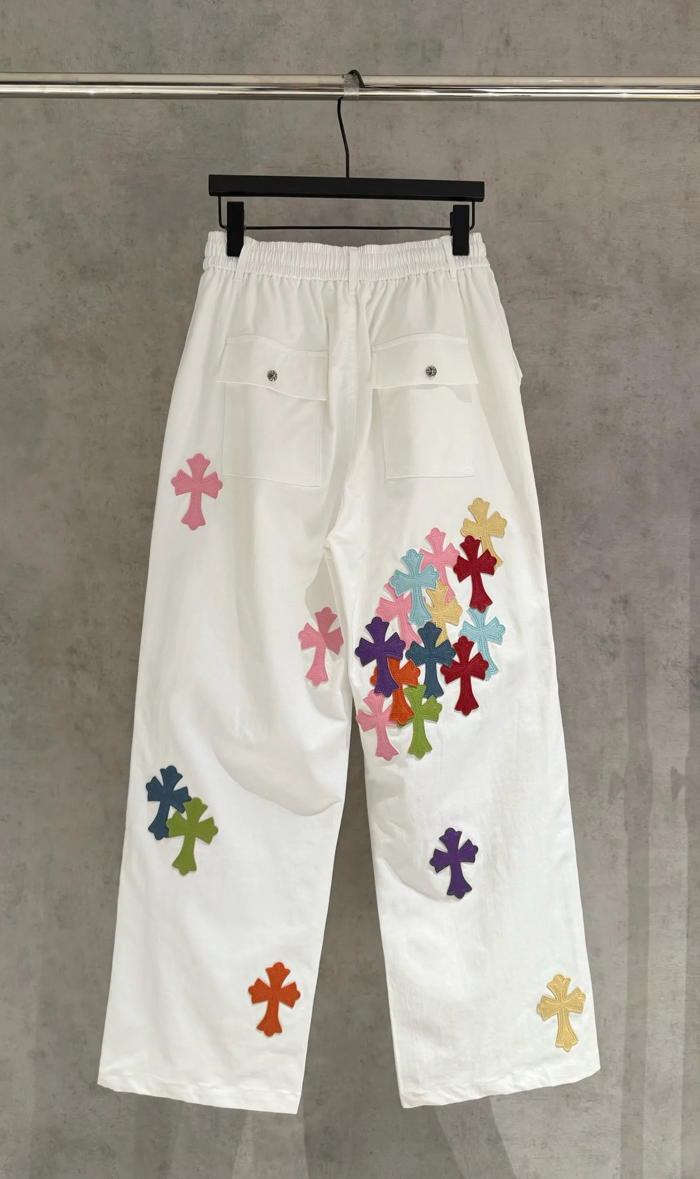 Chrome Hearts パンツ 白 カラフルクロスデザイン