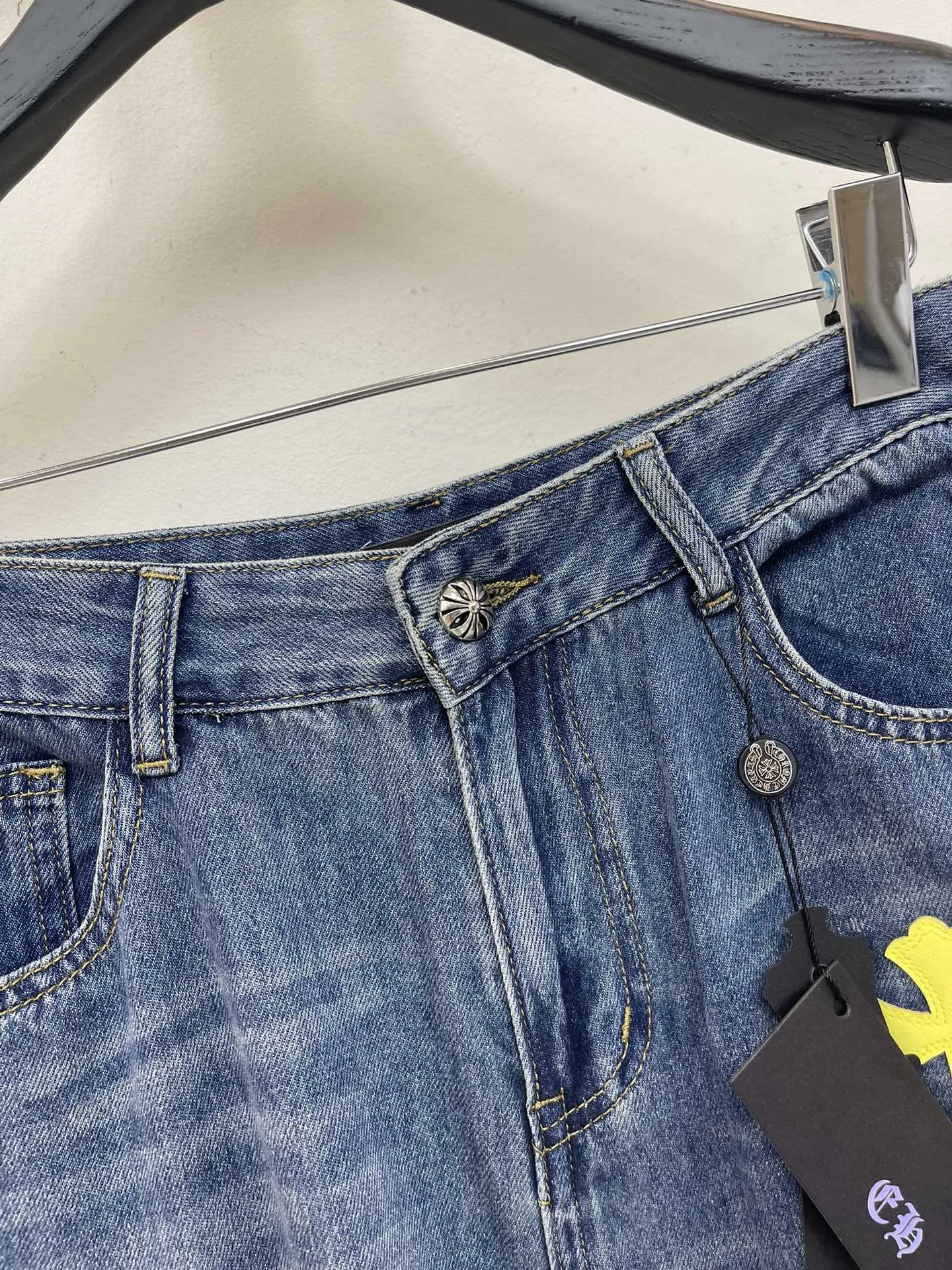 Chrome Hearts ブルー十字架ロゴ直筒ジーンズ - 画像 (5)