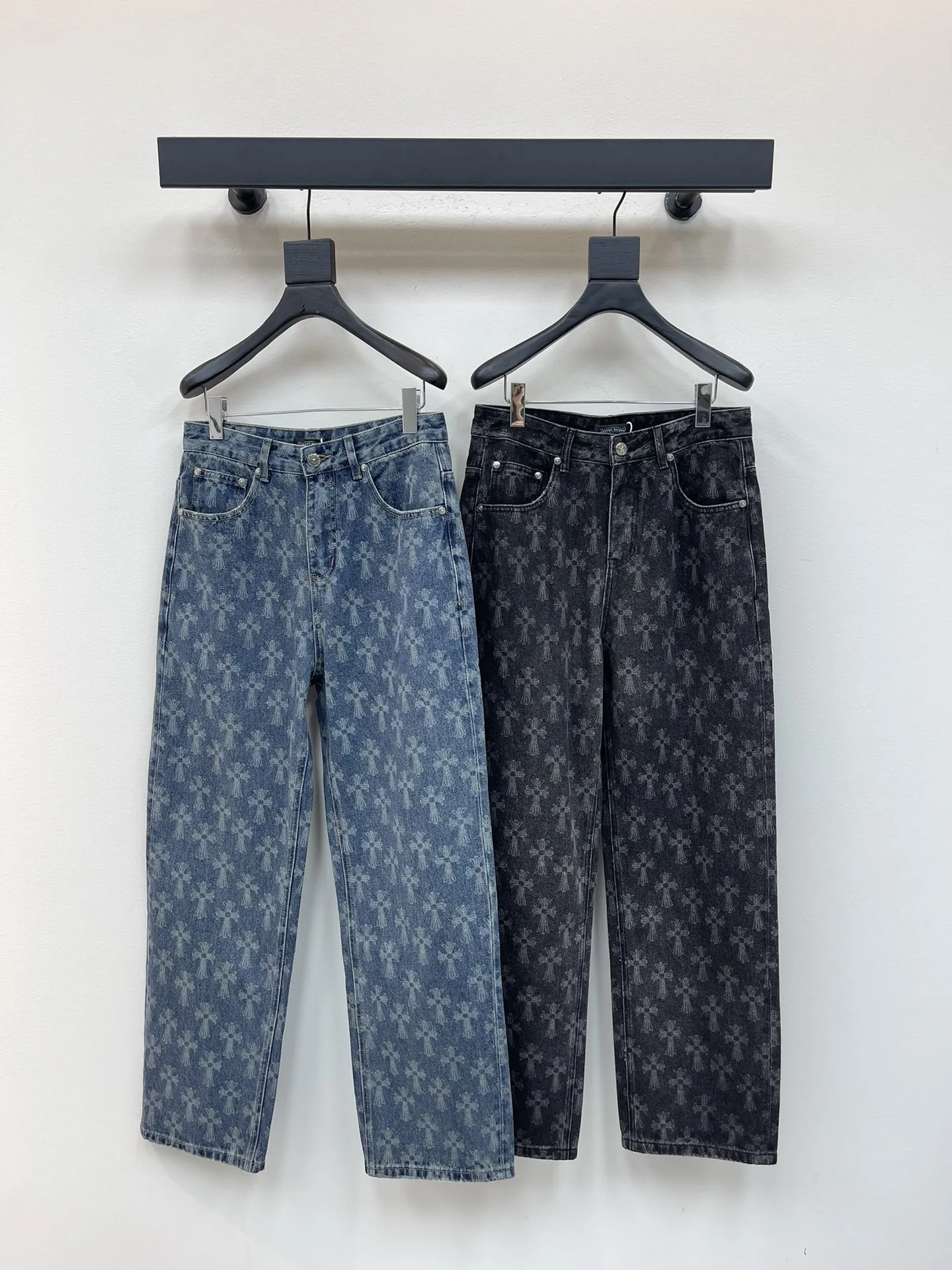 Chrome Hearts クロス柄デニムパンツ ブルー/ブラック