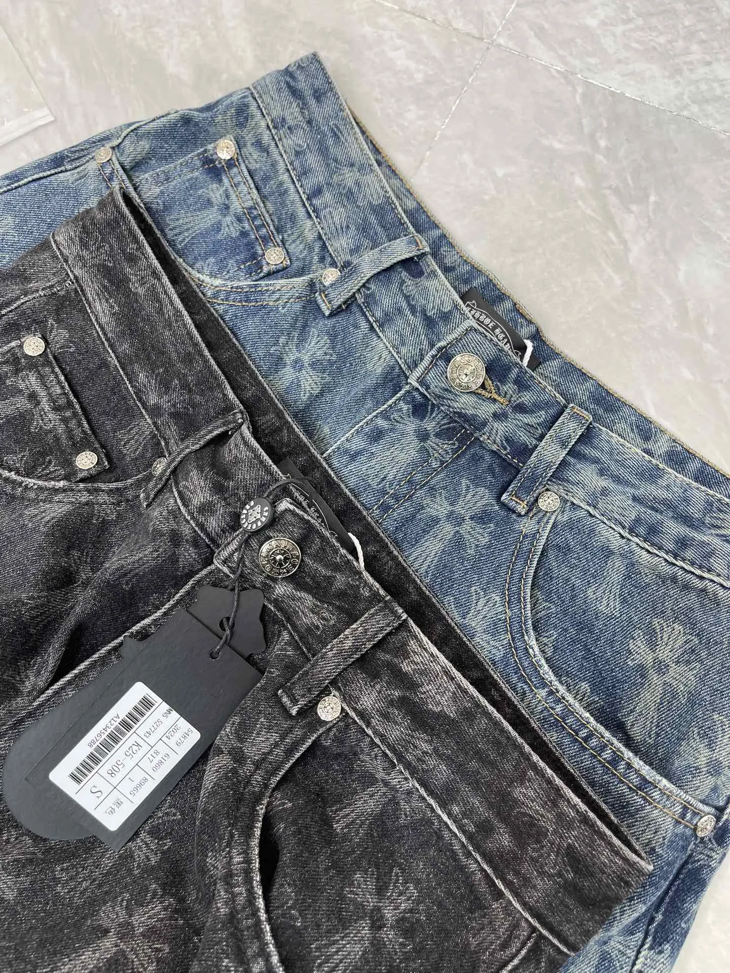 Chrome Hearts クロス柄デニムパンツ ブルー/ブラック - 画像 (5)