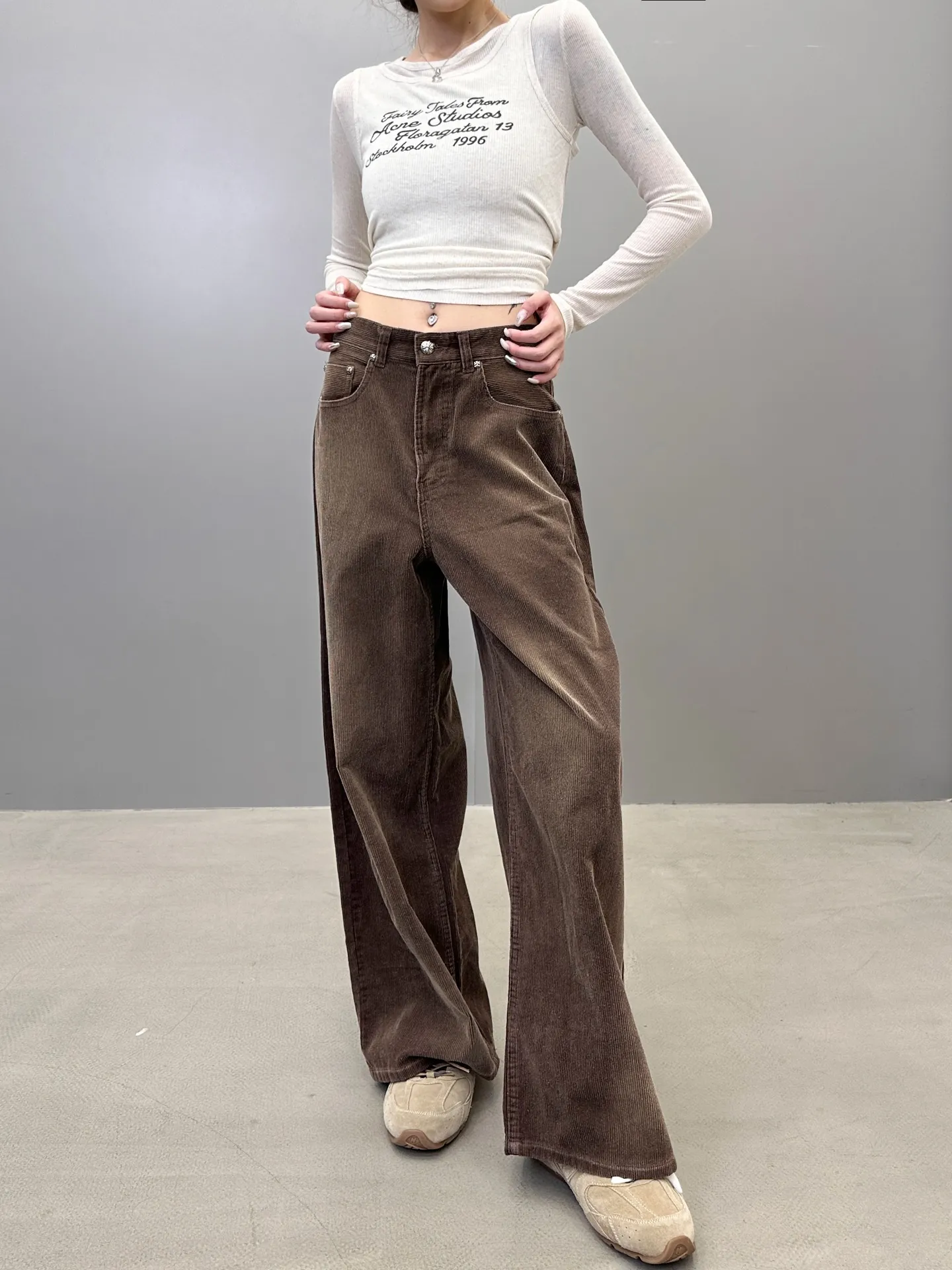 新款カジュアルパンツブラウンスタイル - 画像 (9)