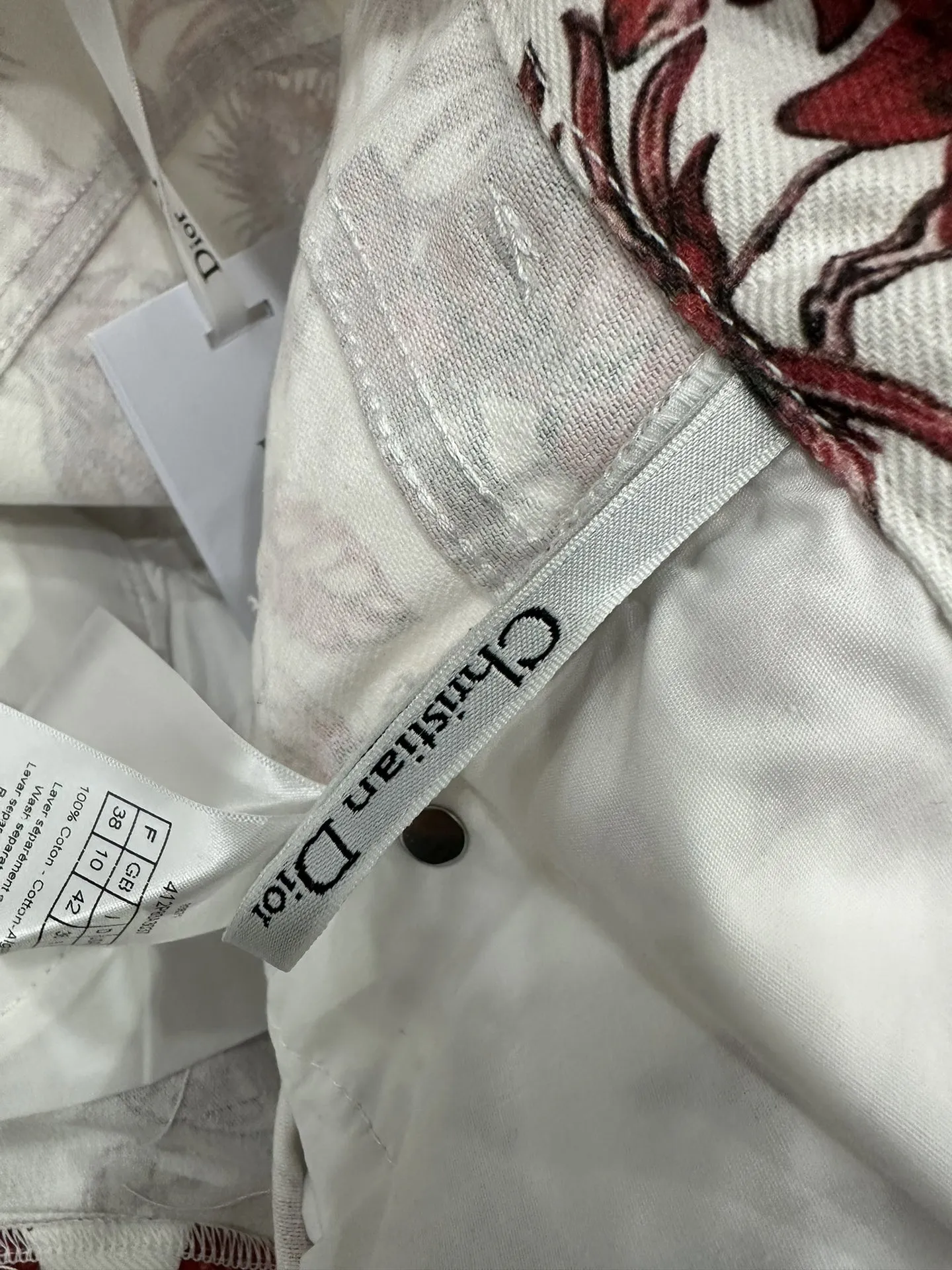 Christian Dior 赤白花柄半ズボンMサイズ - 画像 (9)
