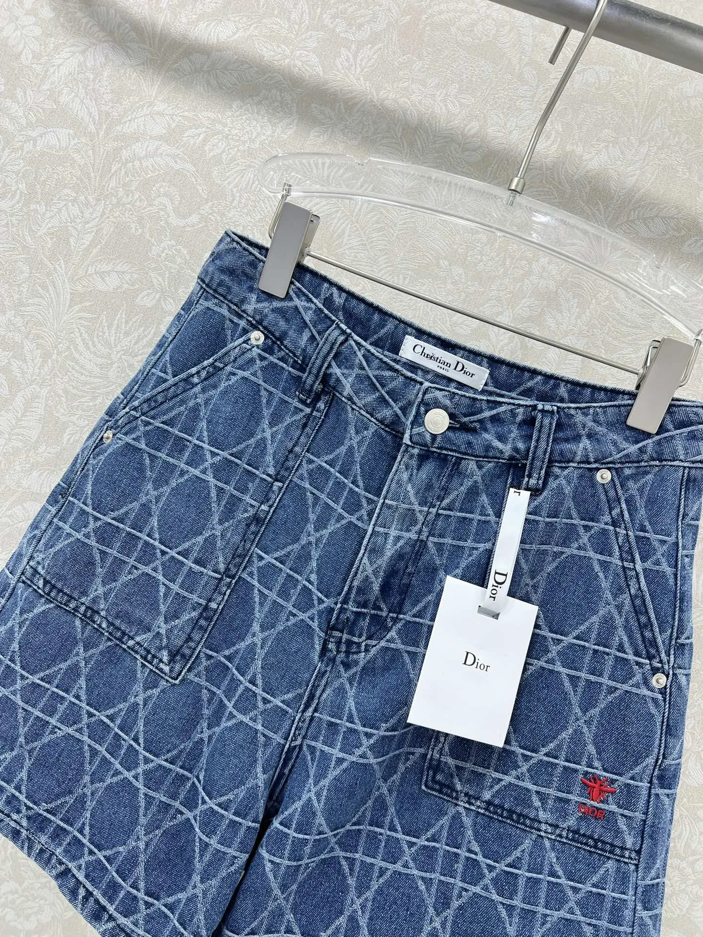 ディオール25 ブルー藤格子柄ハイウエストショーツ - 画像 (4)