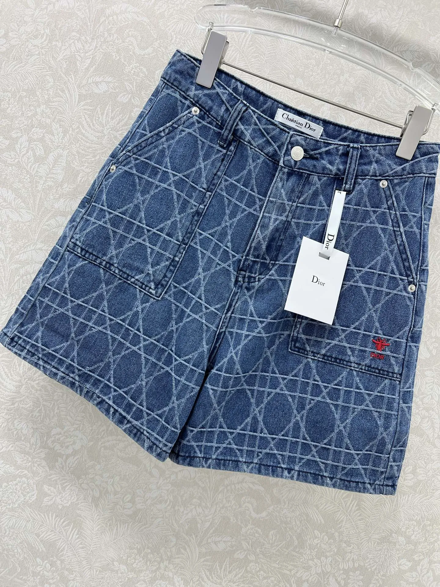 ディオール25 ブルー藤格子柄ハイウエストショーツ - 画像 (5)