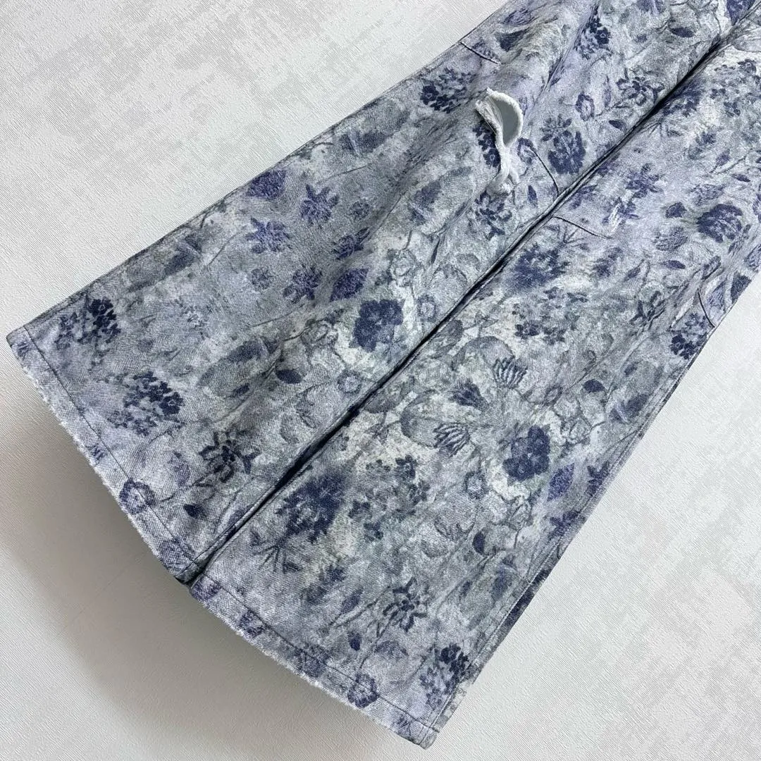 ディオール2025 レーザー花柄ブルーデニムワイドパンツ - 画像 (6)