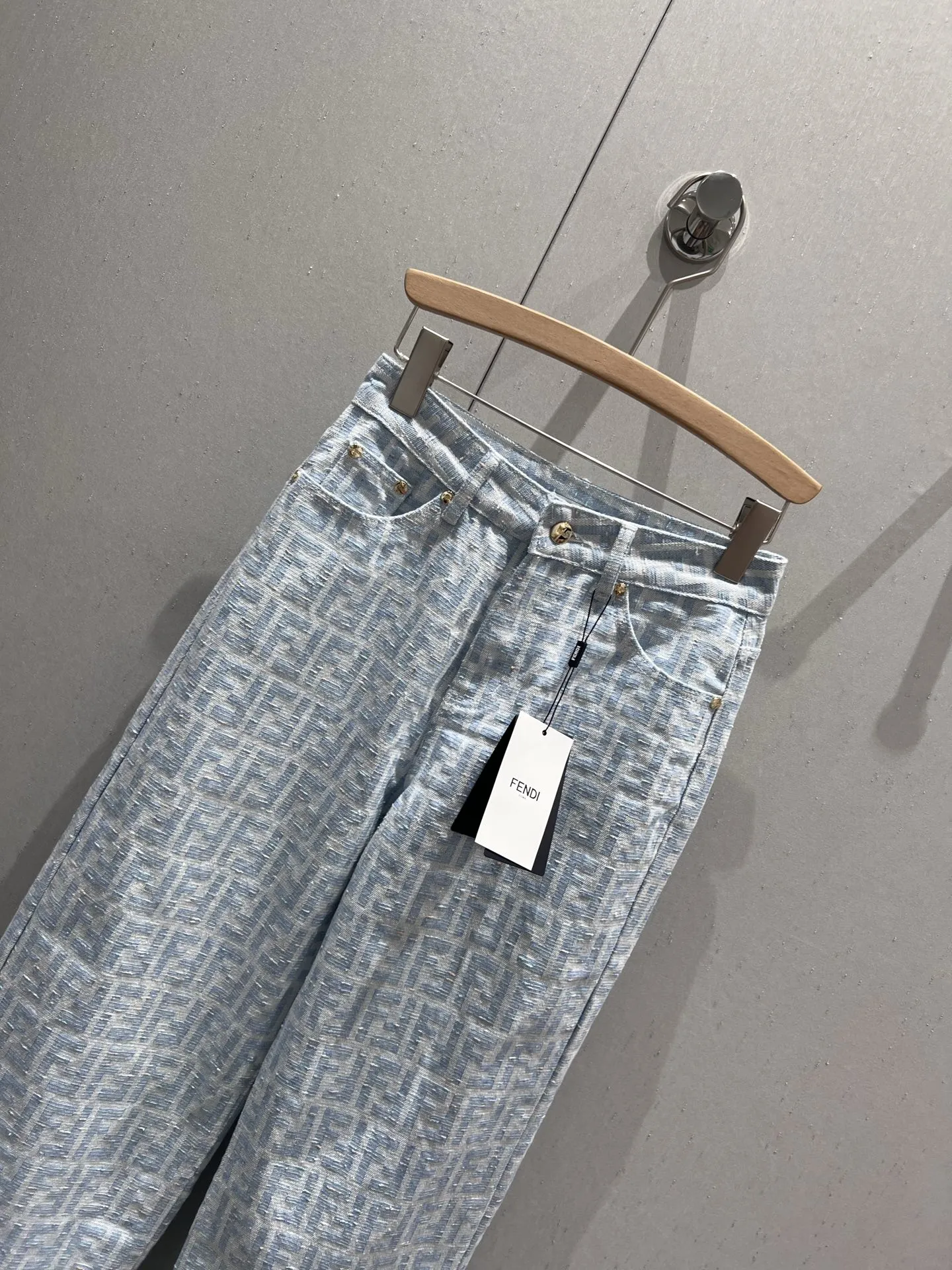 Fendi 2023年春夏淡い色ジャカードストレートジーンズ - 画像 (4)