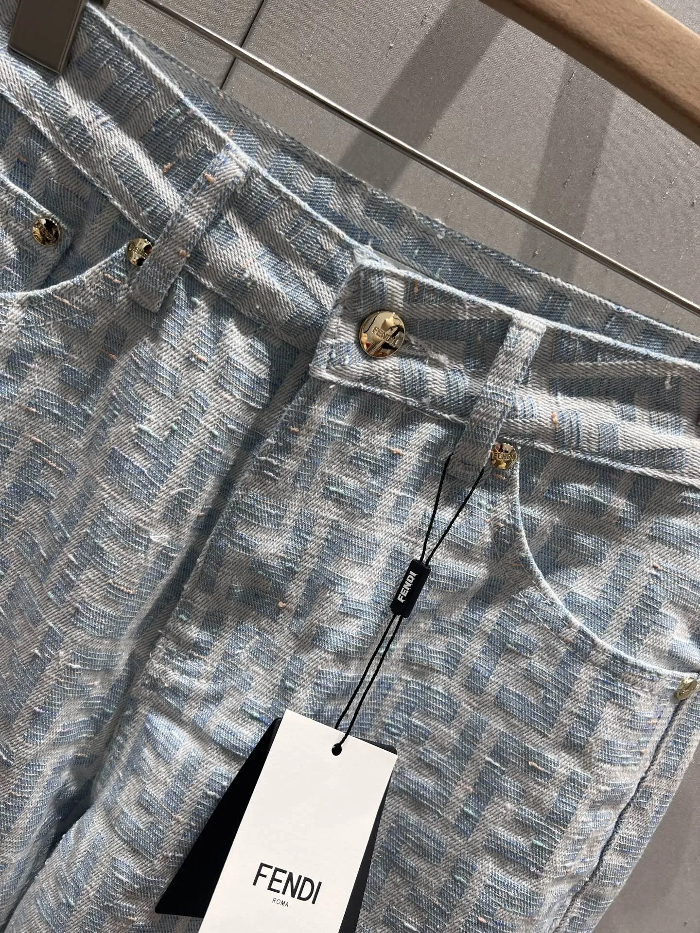 Fendi 2023年春夏淡い色ジャカードストレートジーンズ - 画像 (6)