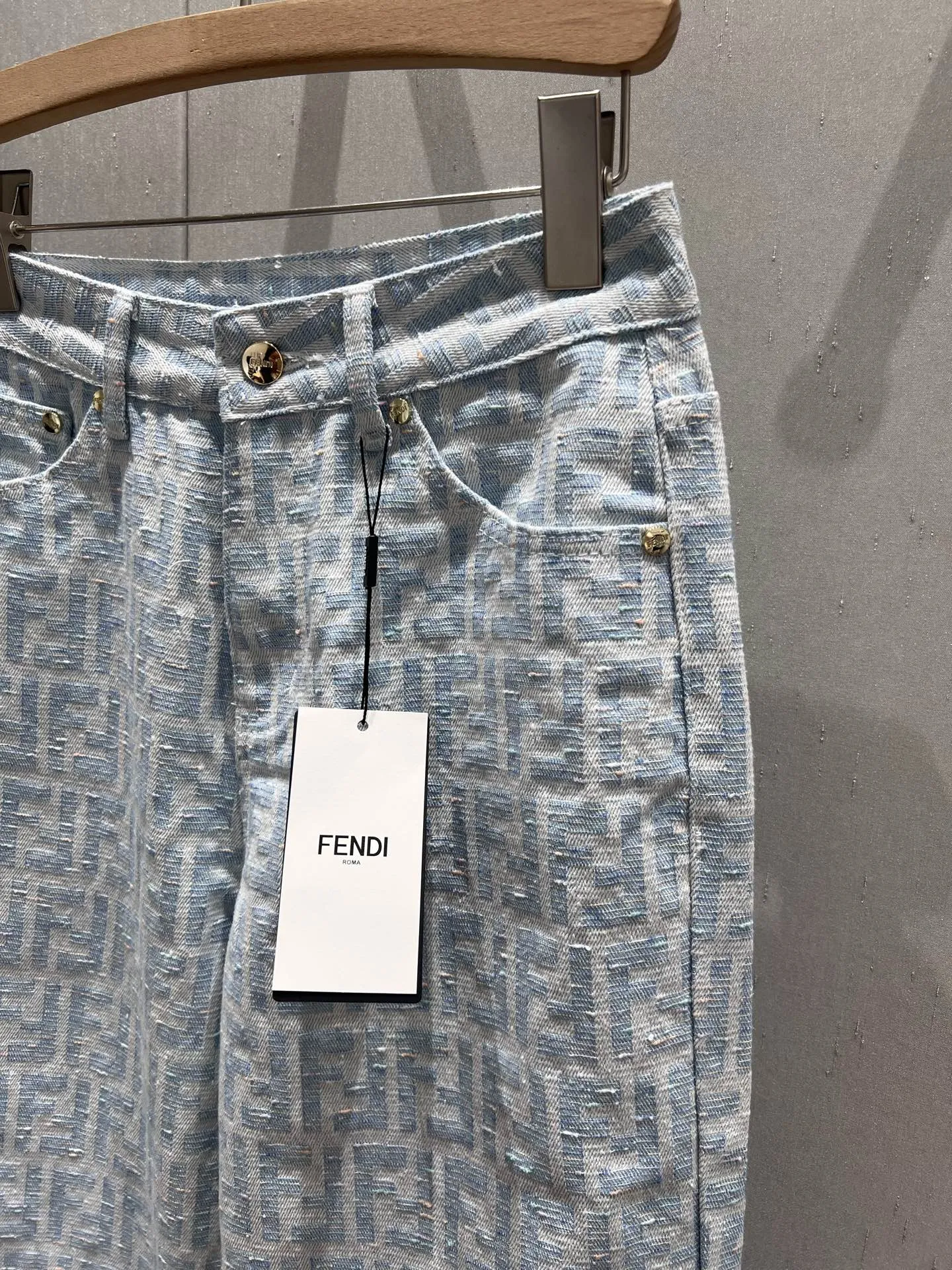 Fendi 2023年春夏淡い色ジャカードストレートジーンズ - 画像 (8)