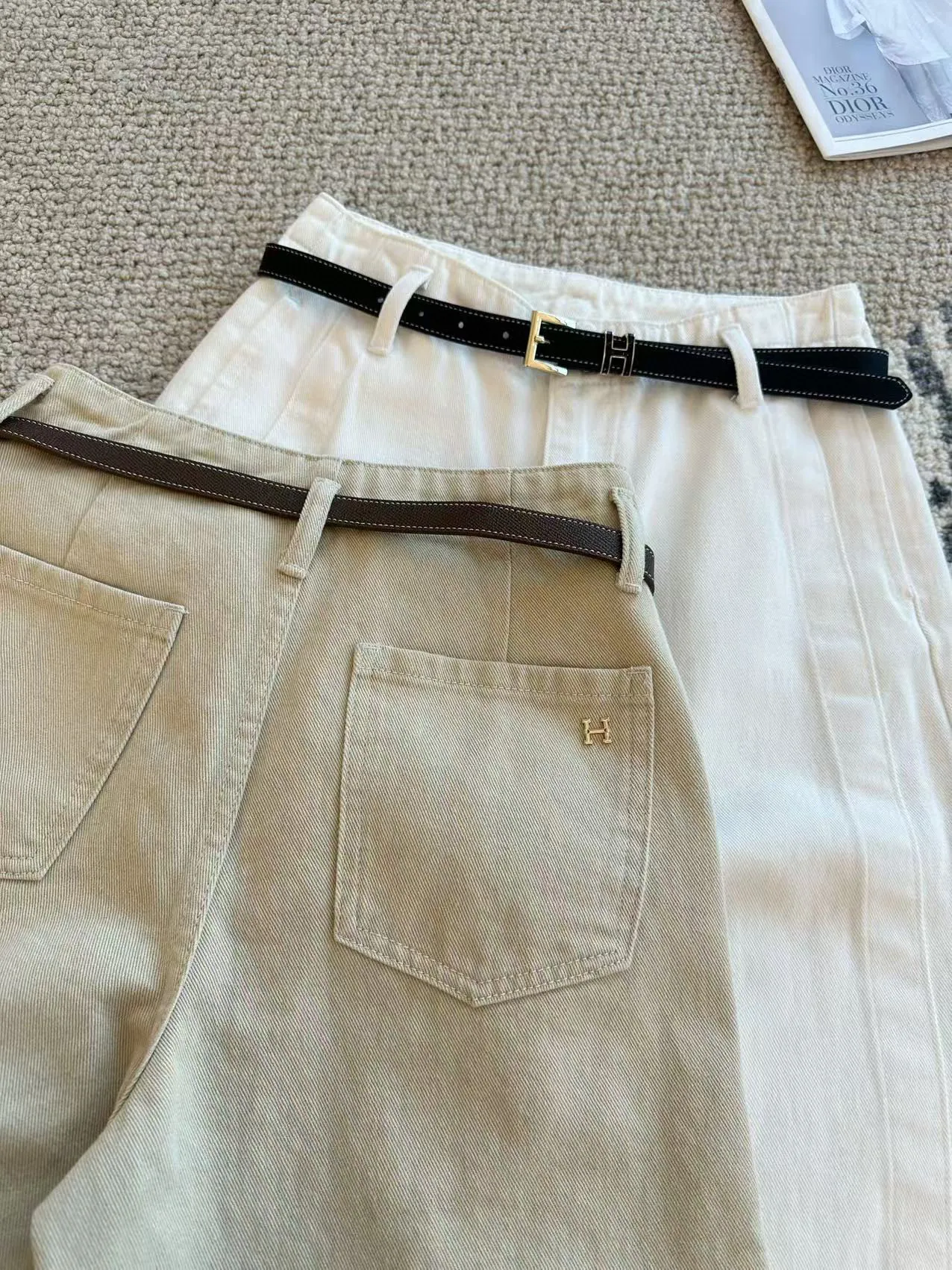 Hermes カスタムベルト装飾ジーンズホワイトカレーカラーレギュラー - 画像 (8)