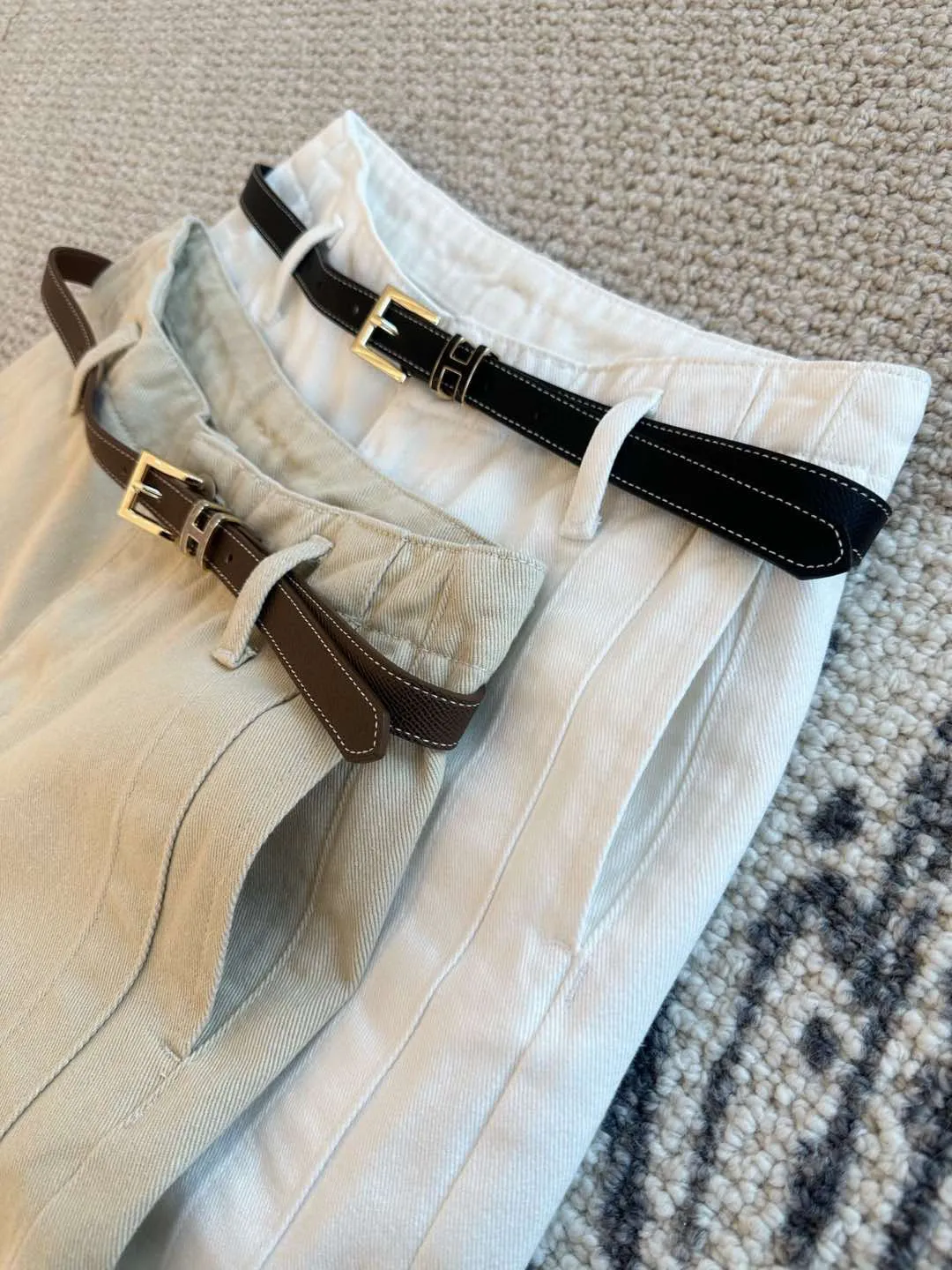 Hermes カスタムベルト装飾ジーンズホワイトカレーカラーレギュラー - 画像 (10)