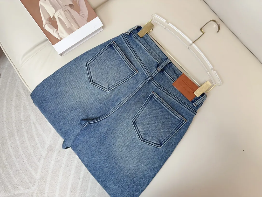 Miu Miu 旗牌徽标ブルージーンズストレートワイドパンツ - 画像 (5)