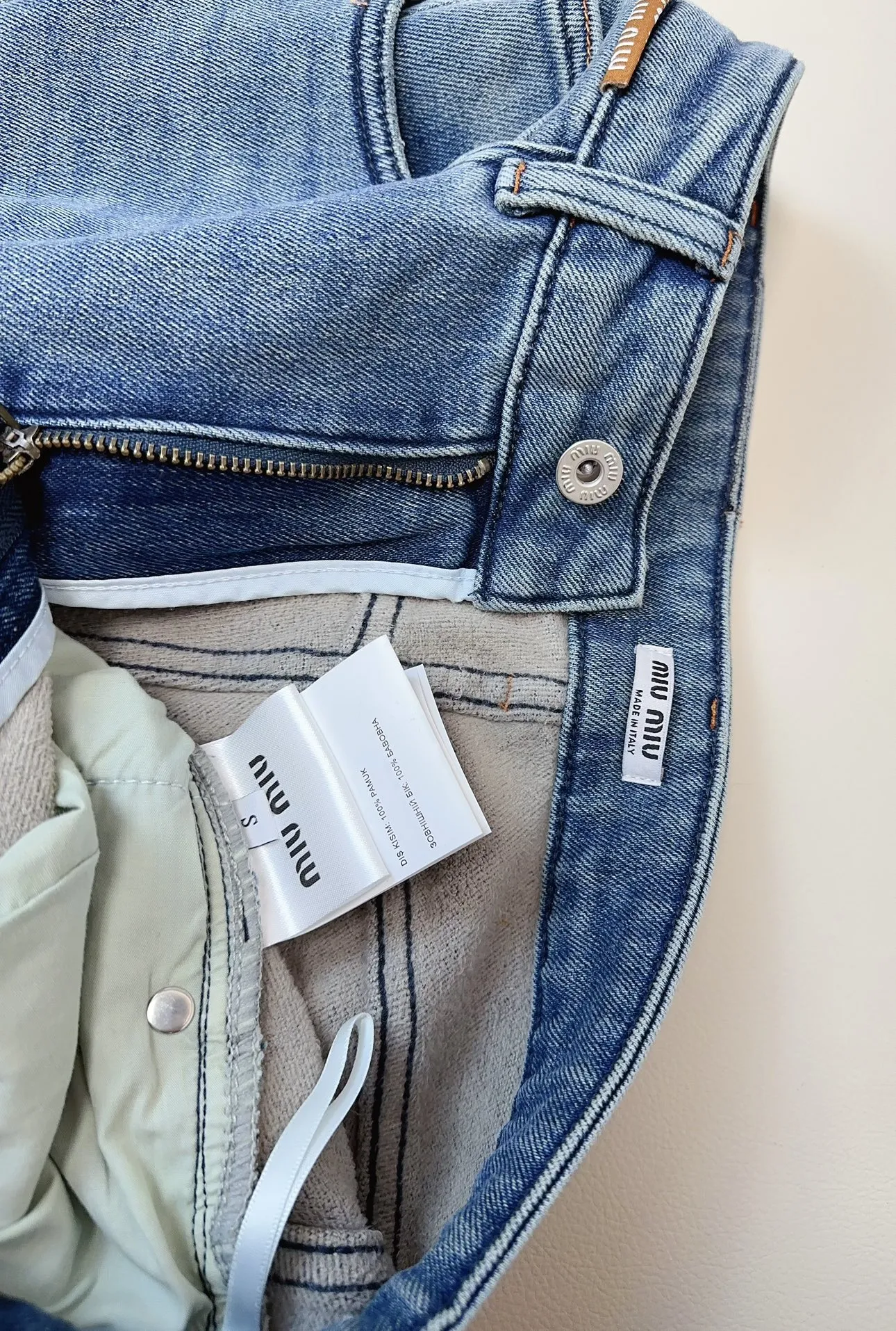 Miu Miu 旗牌徽标ブルージーンズストレートワイドパンツ - 画像 (10)