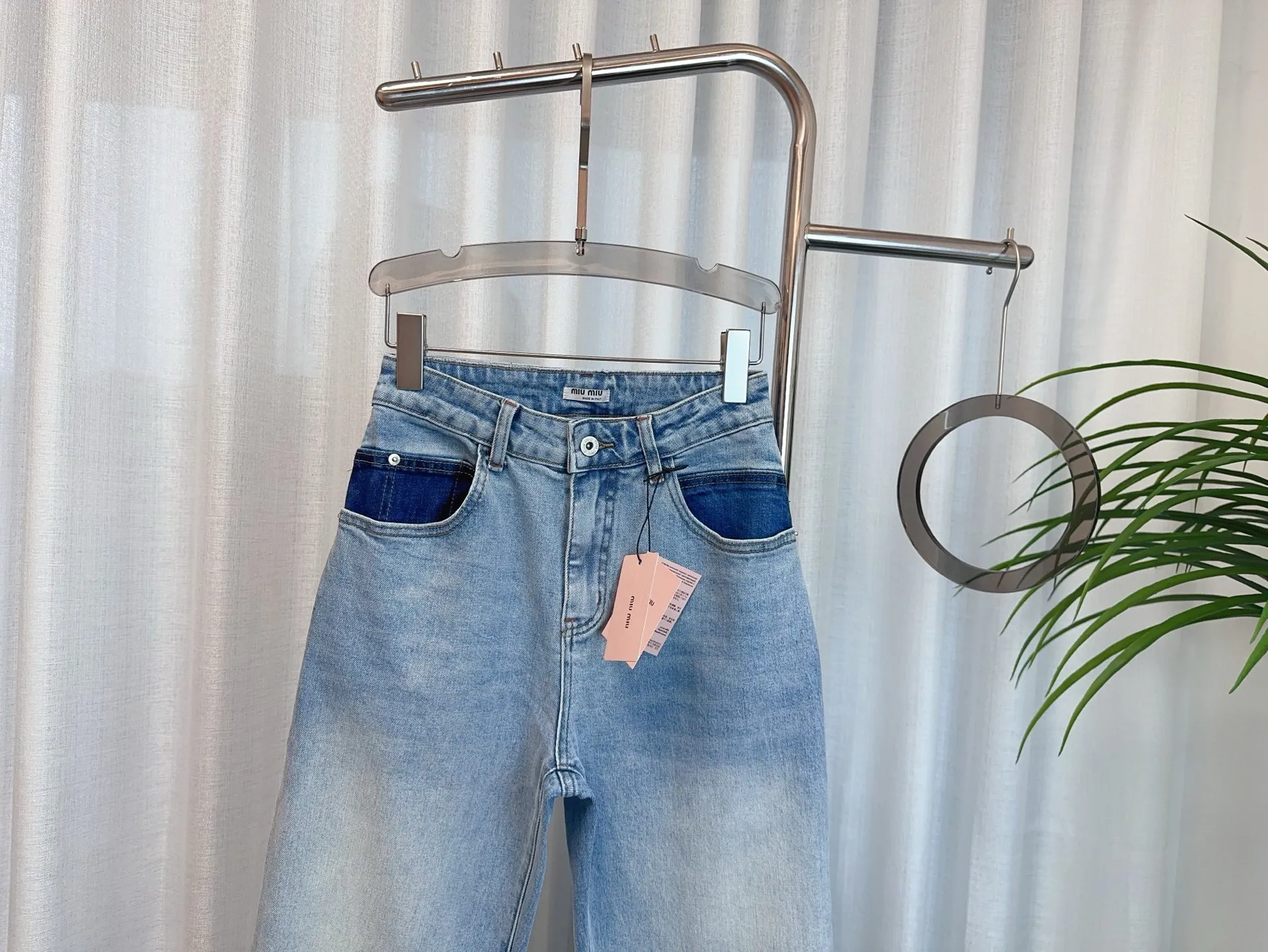 MIUMIUポケットインパクトカラーデニムストレートワイドブルー - 画像 (4)