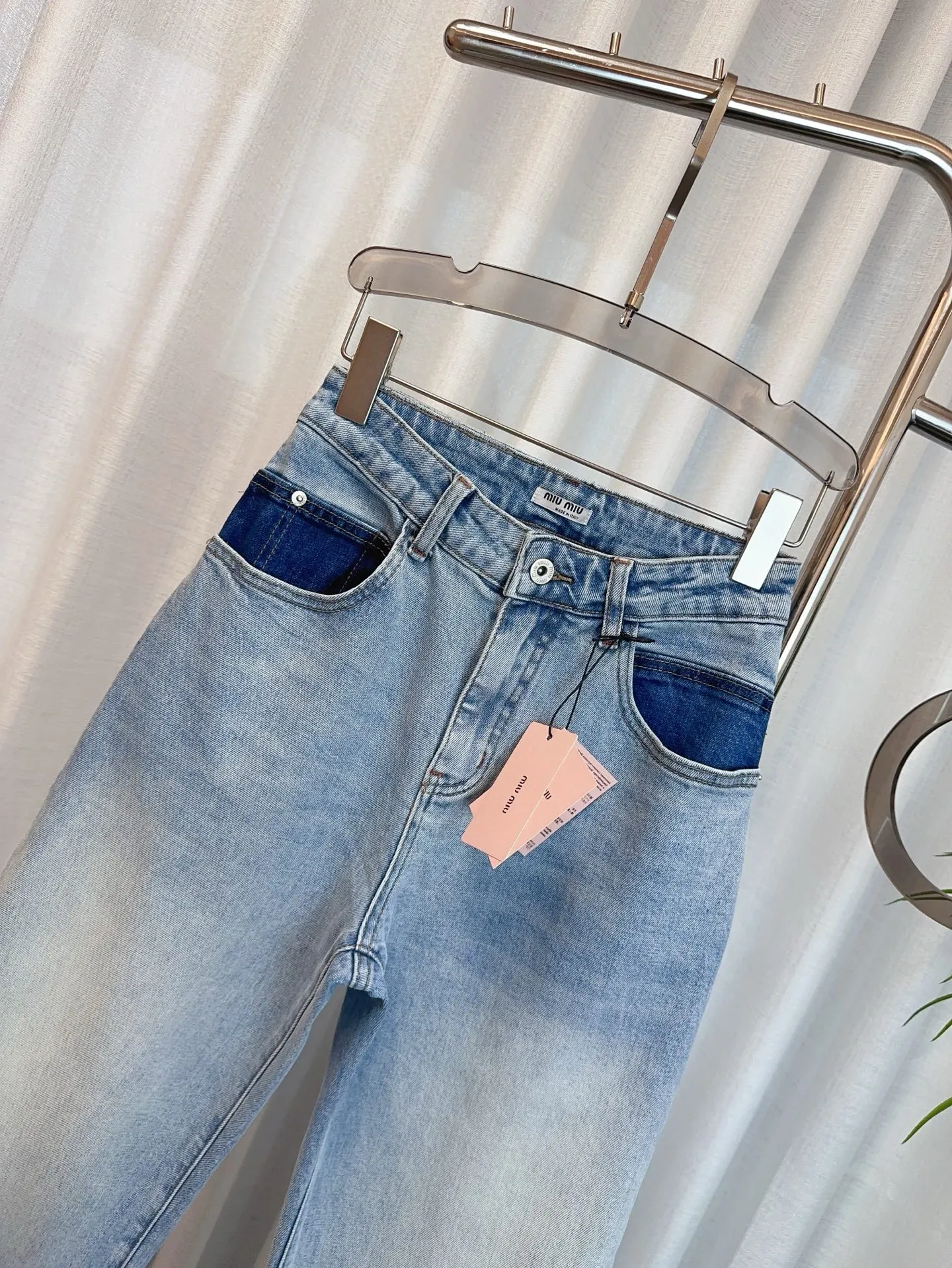 MIUMIUポケットインパクトカラーデニムストレートワイドブルー - 画像 (5)