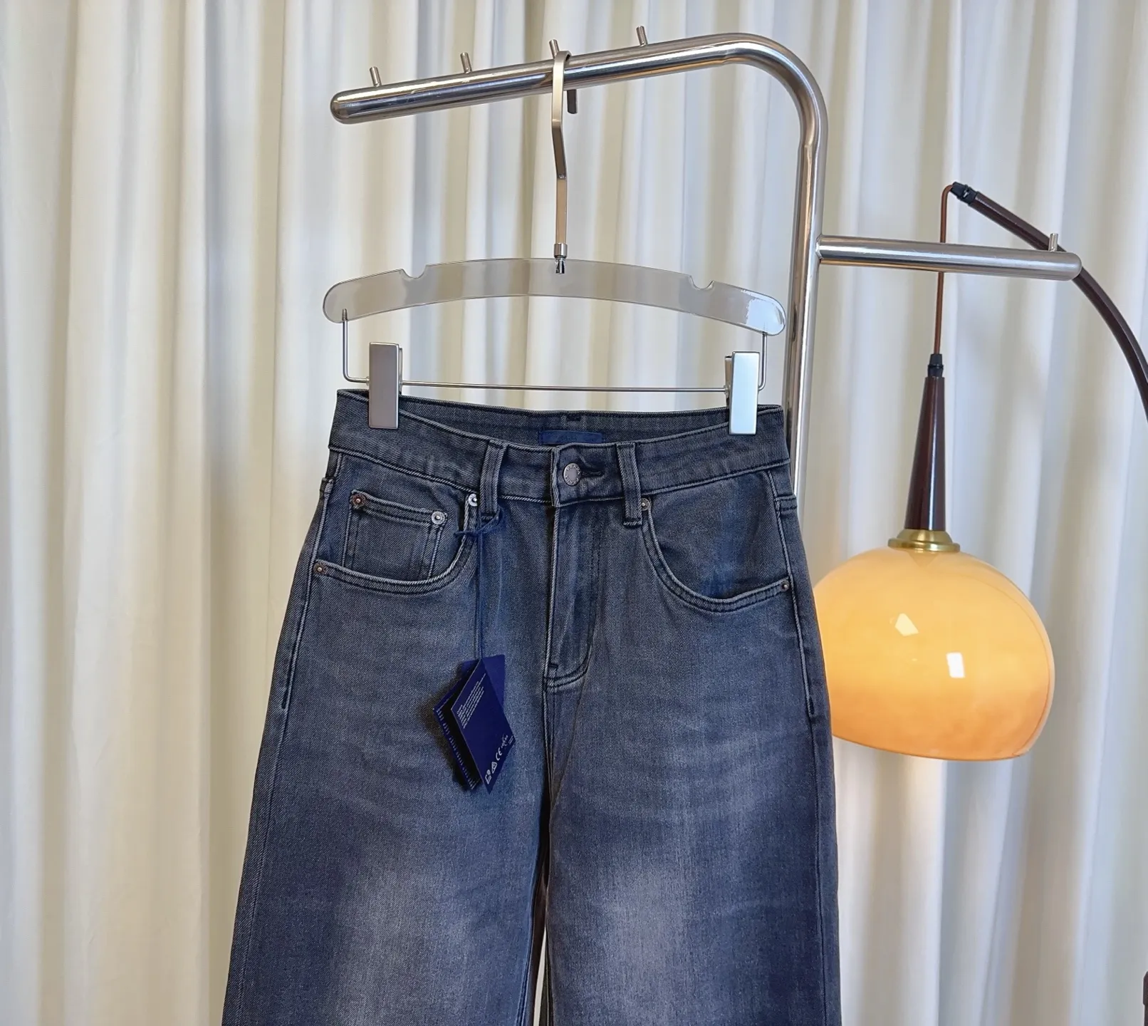 PRADA新款後ポケットプリントロゴデニムパンツブルーストレートワイド - 画像 (4)