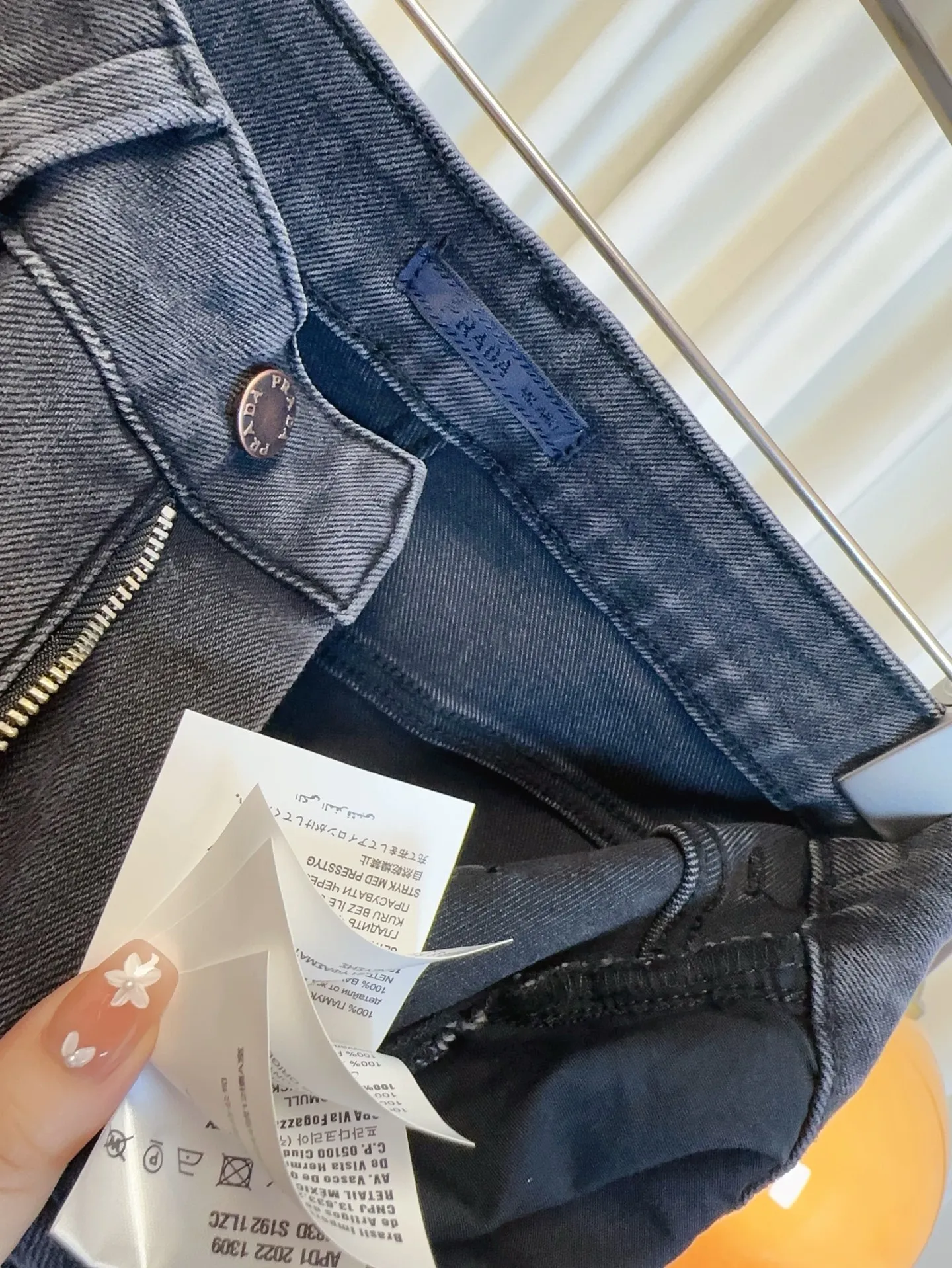 PRADA新款後ポケットプリントロゴデニムパンツブルーストレートワイド - 画像 (10)