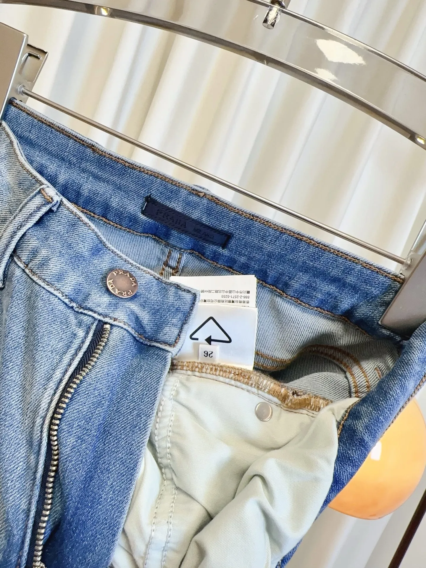 PRADA後ポケットプリントロゴデニムパンツブルーストレートワイド - 画像 (10)