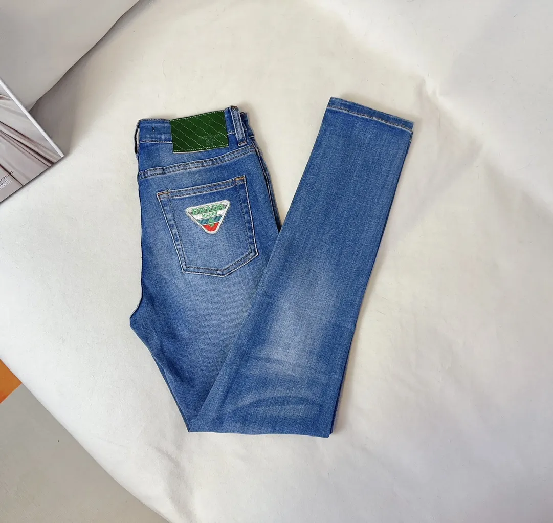 PRADAブルー刺繍ロゴスキニージーンズ - 画像 (4)
