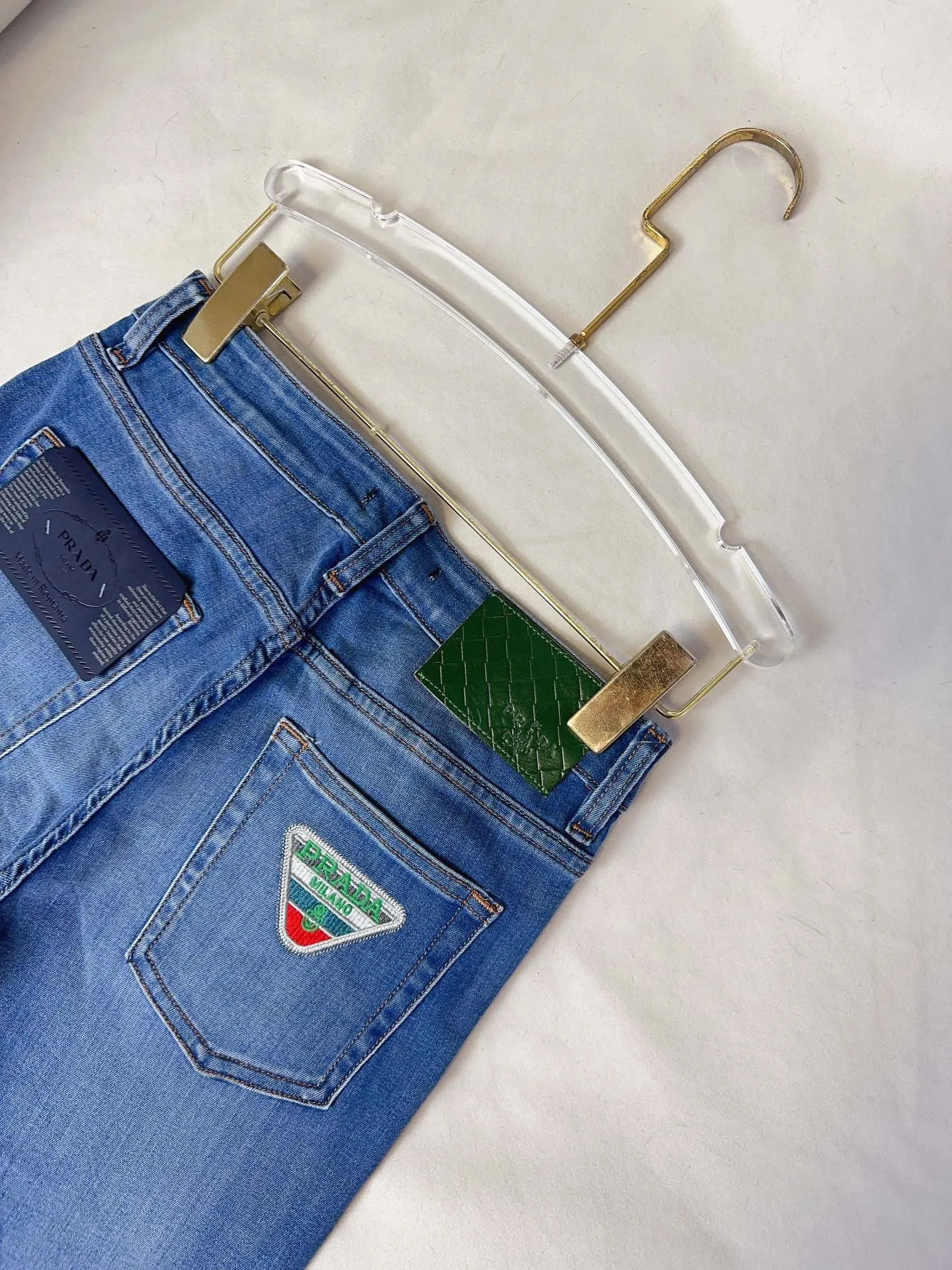 PRADAブルー刺繍ロゴスキニージーンズ - 画像 (9)