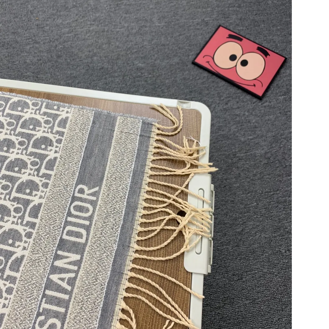 CHRISTIAN DIOR 青色 双面羊绒围巾 - 画像 (4)