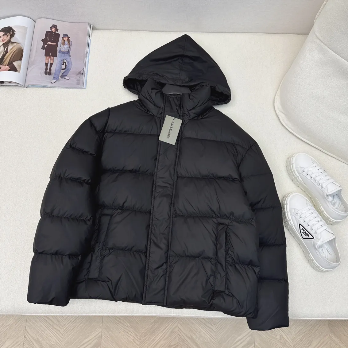 Balenciaga 黒 立襟フード付きダウンジャケット - 画像 (9)