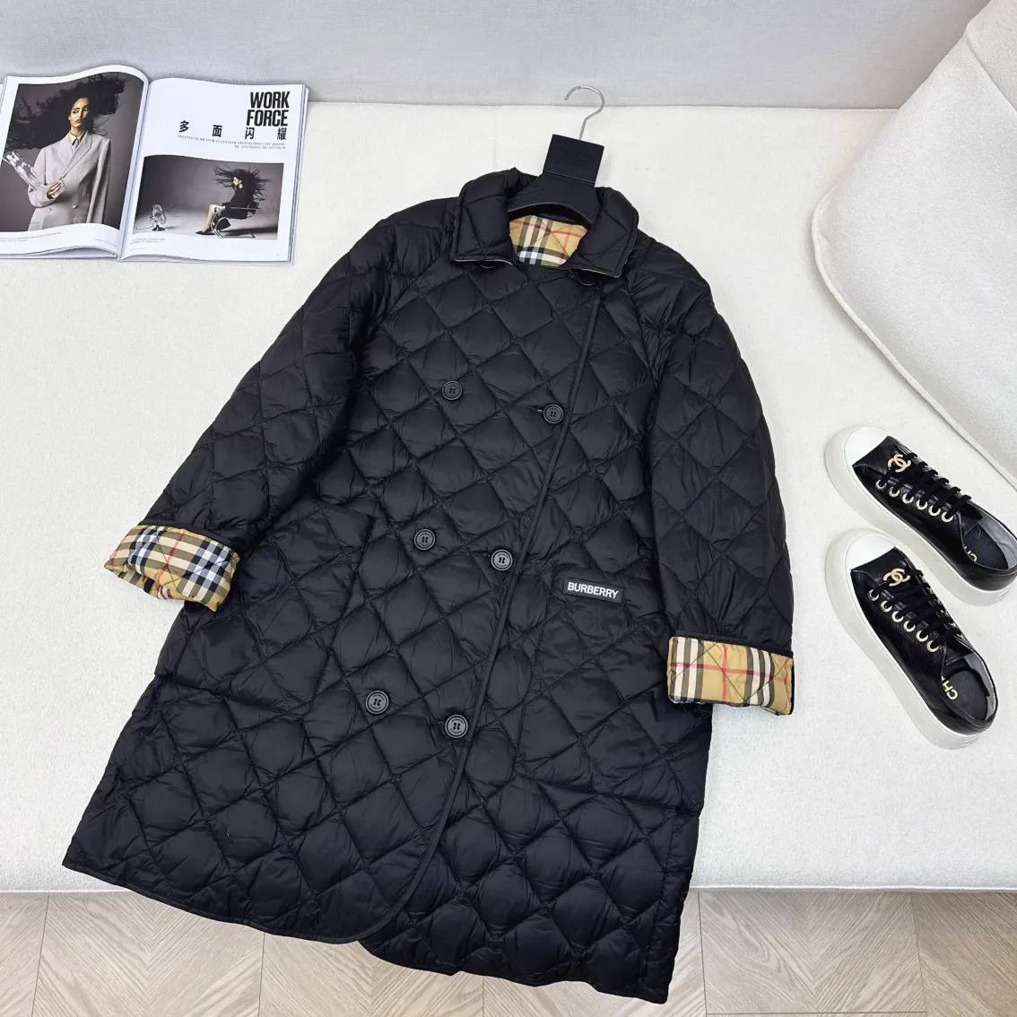 Burberry 黒 長袖キルティングコート