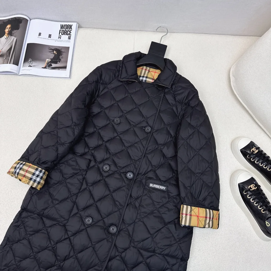 Burberry 黒 長袖キルティングコート - 画像 (3)