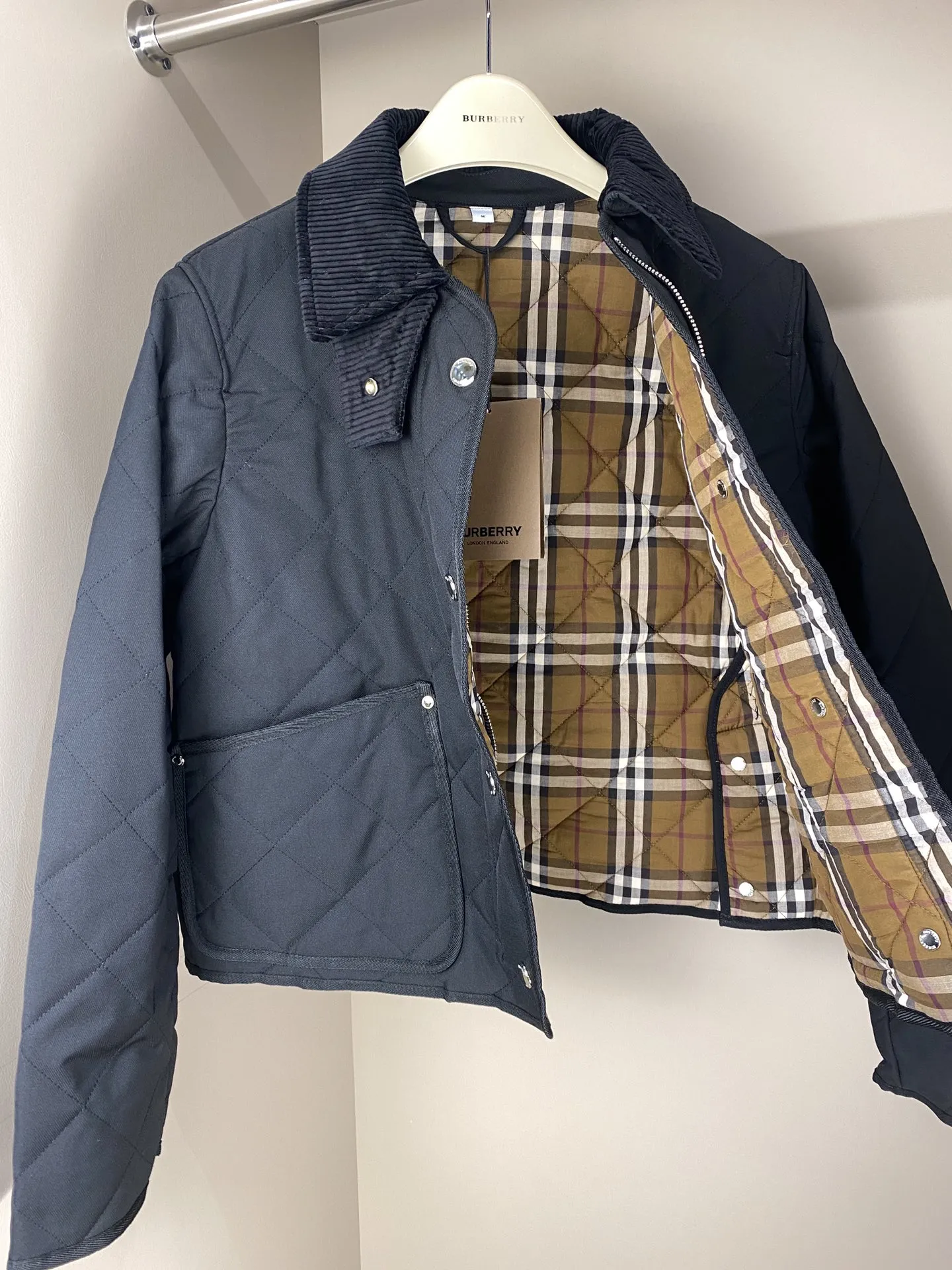 バーバリー キルティングジャケット ネイビー コーデュロイカラー - 画像 (4)