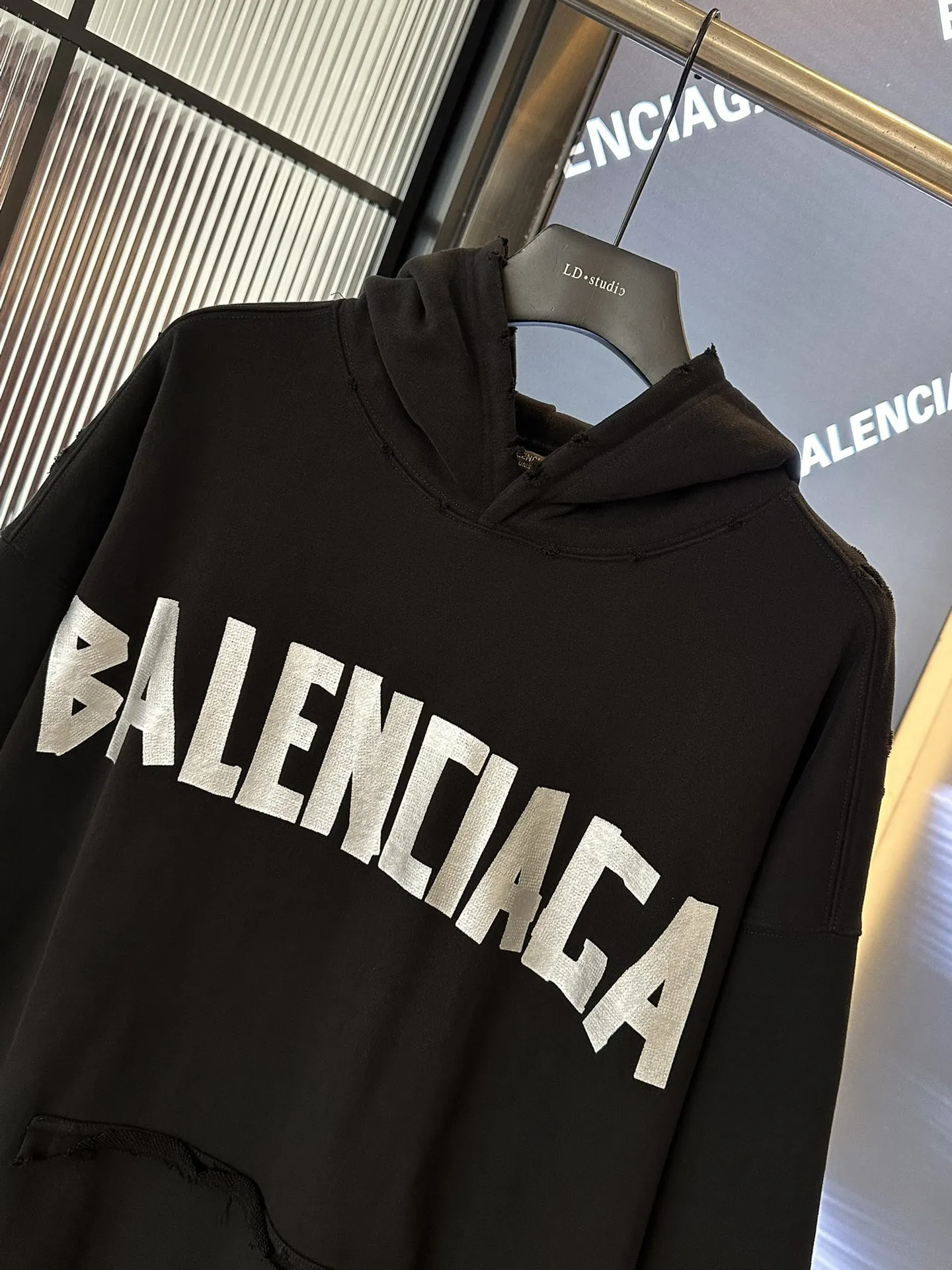 Balenciaga 黒 破れデザイン パーカー - 画像 (3)