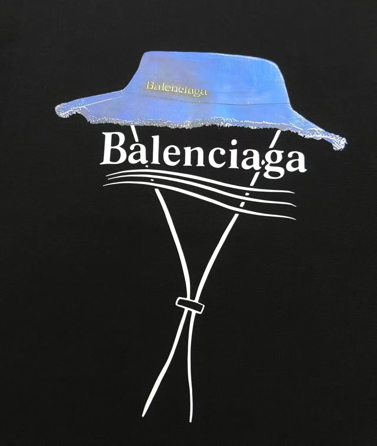 Balenciaga 2025SS 黒色プリント帽子パーカー - 画像 (4)