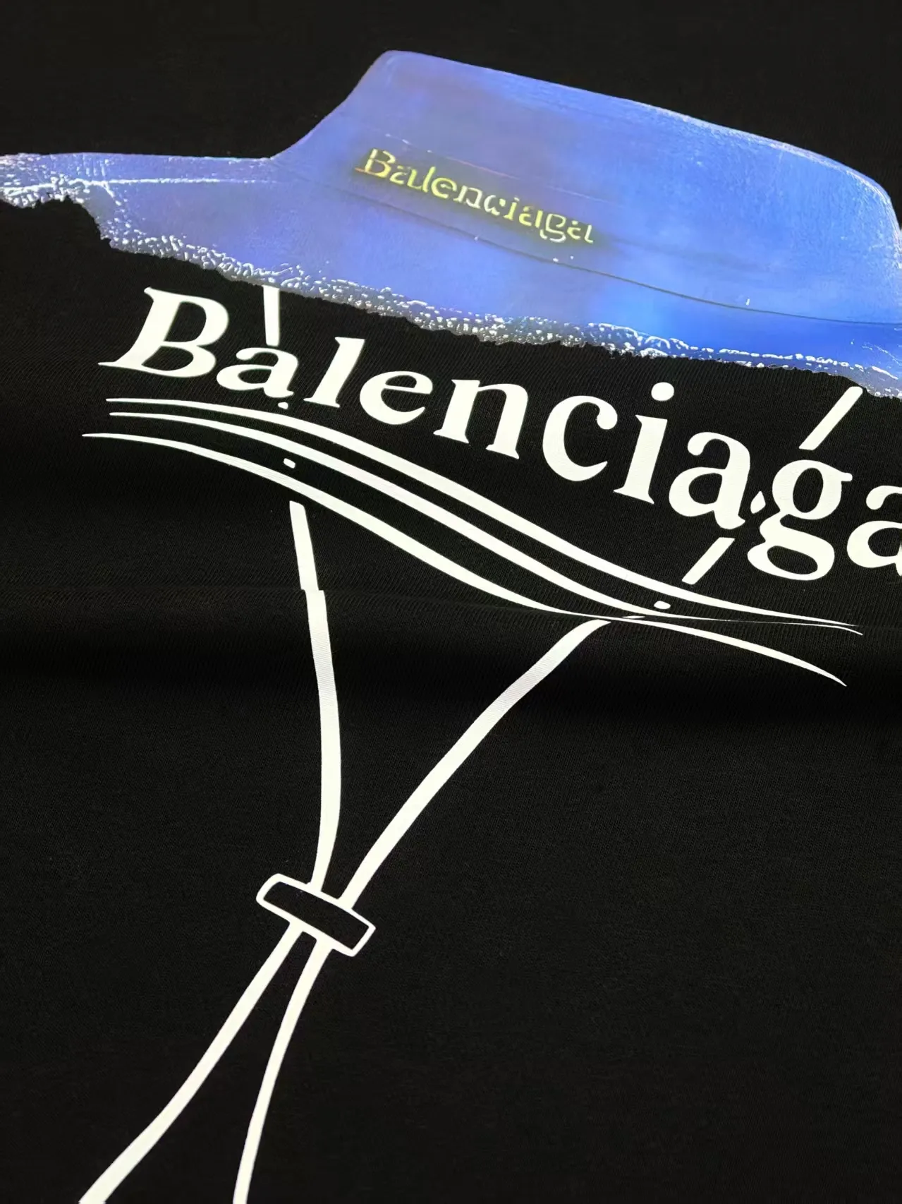 Balenciaga 2025SS 黒色プリント帽子パーカー - 画像 (6)