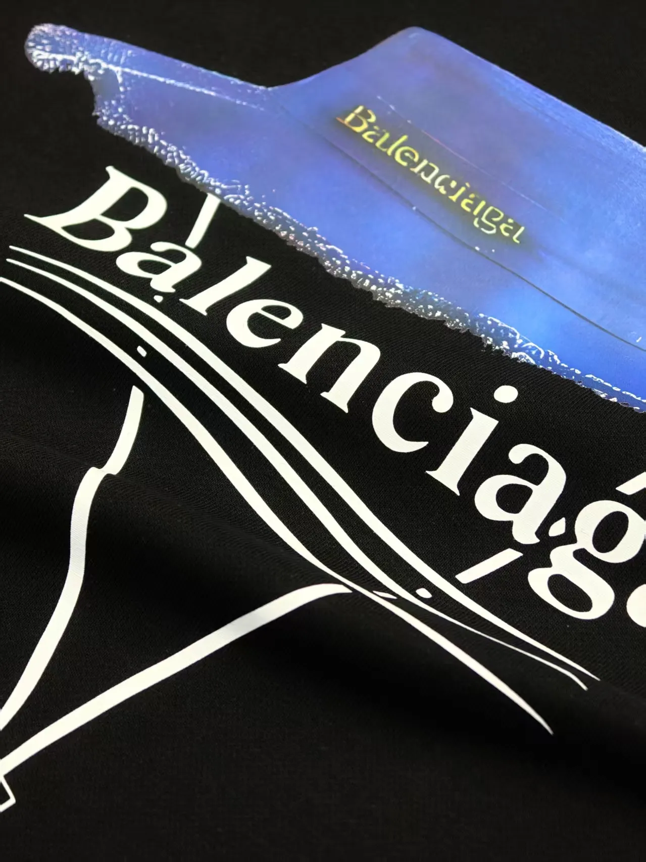 Balenciaga 2025SS 黒色プリント帽子パーカー - 画像 (7)