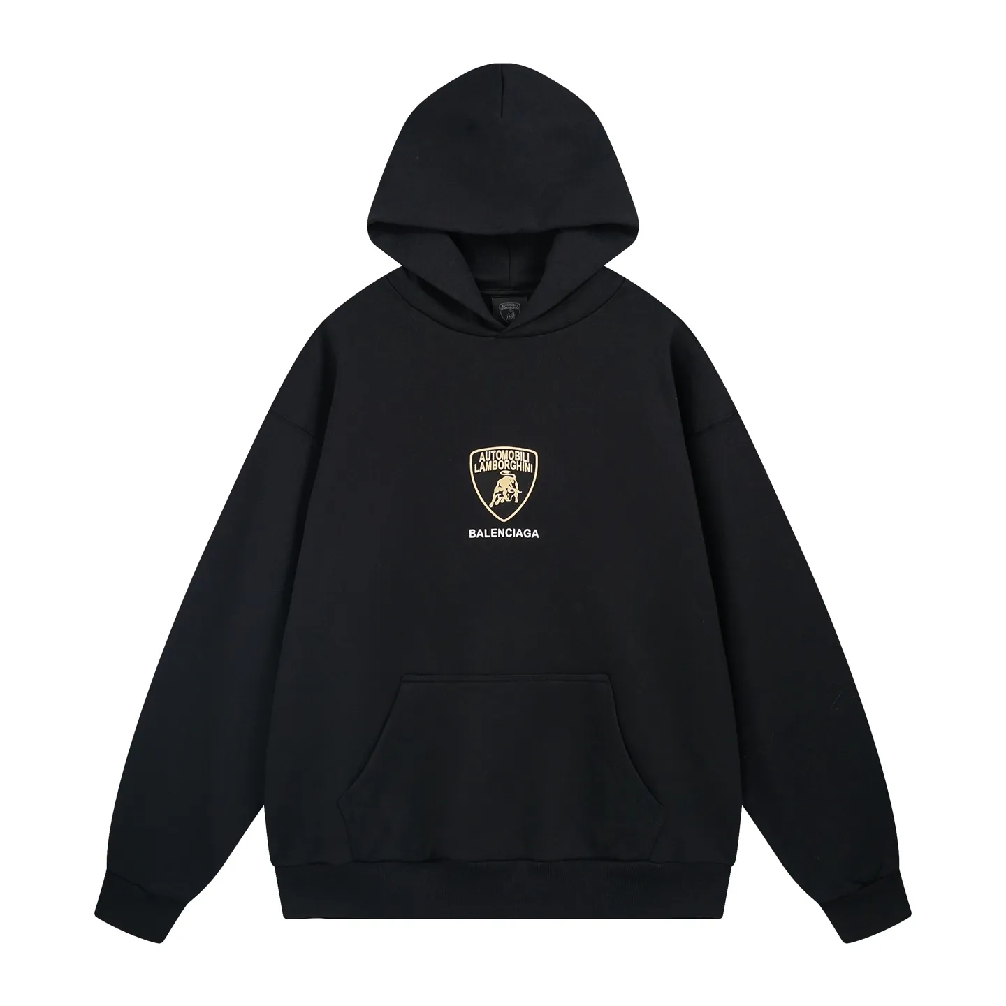BALENCIAGA x Lamborghini 黒色ロゴプリントパーカー