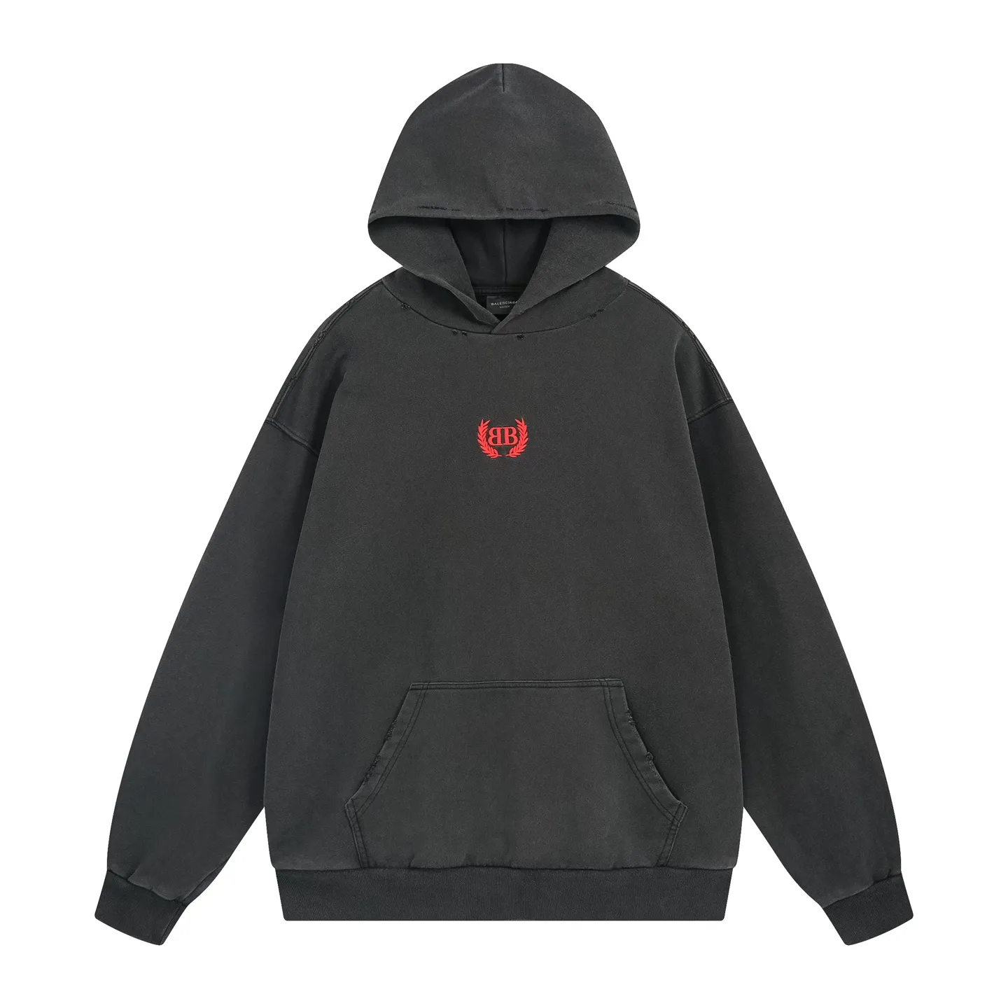 BALENCIAGA 洗水黒 麦穗LOGO 連帽衛衣