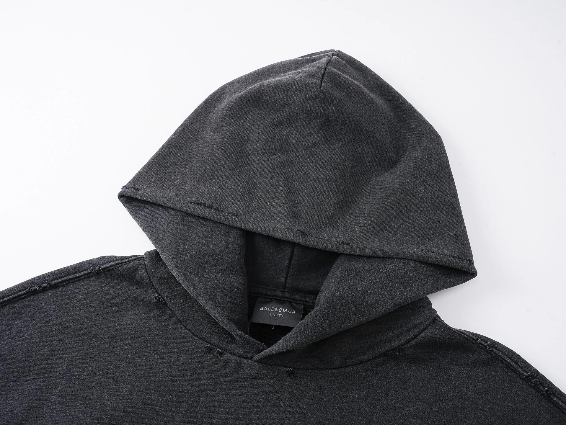 BALENCIAGA 洗水黒 麦穗LOGO 連帽衛衣 - 画像 (4)