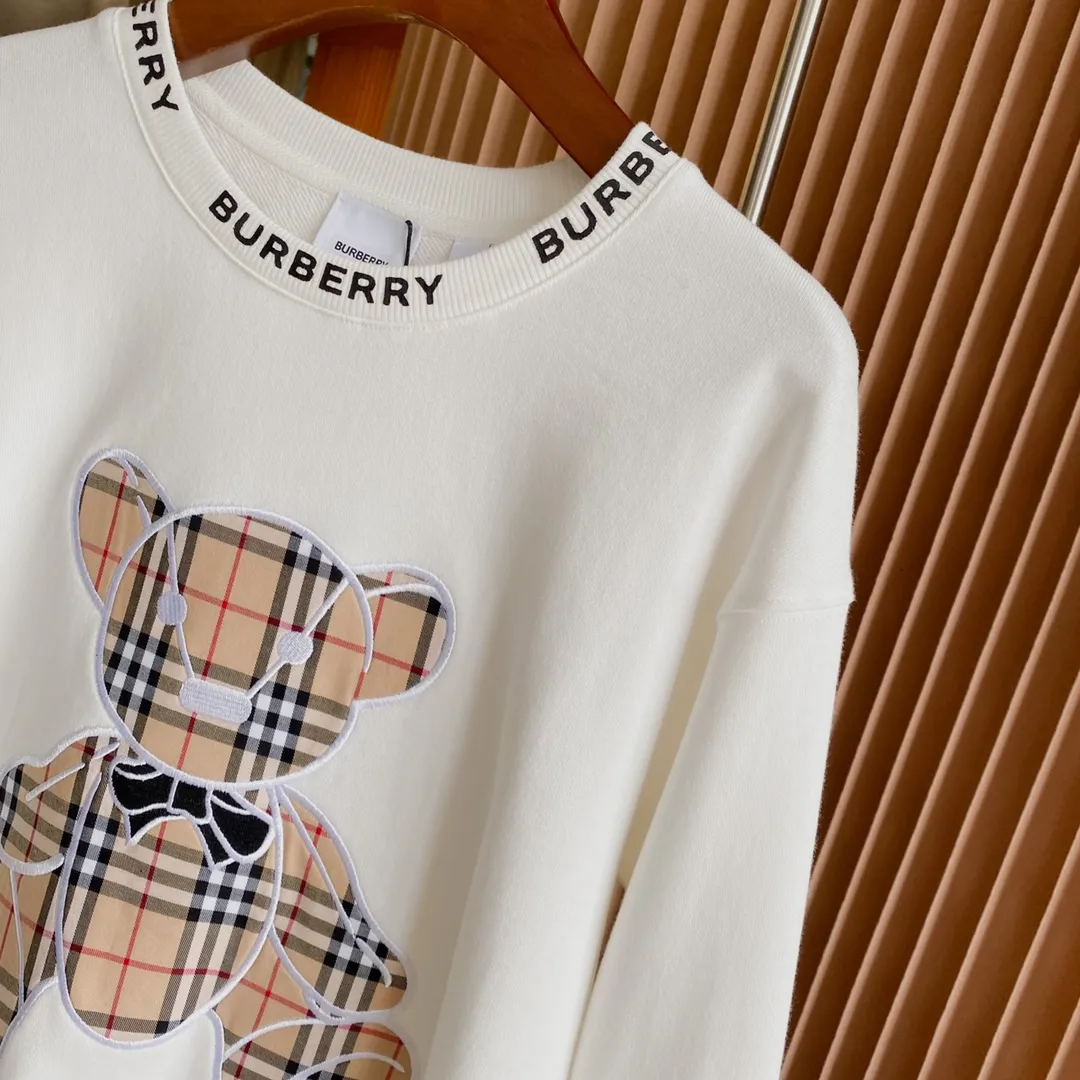 Burberry ホワイト小熊刺繍チェック柄スウェット - 画像 (5)
