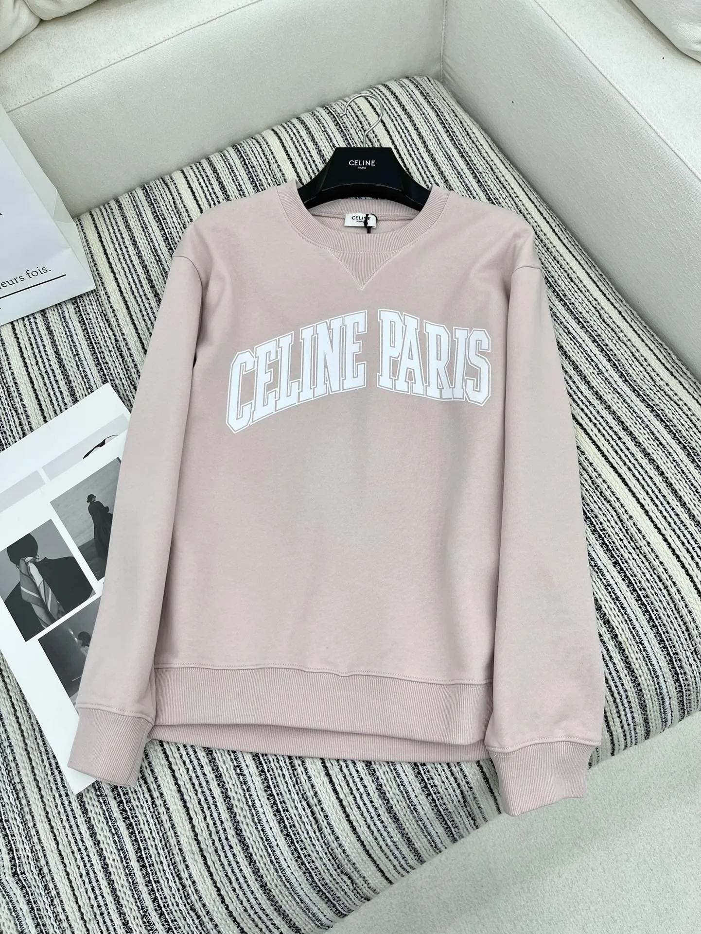 CELINE PARIS パウダーピンクプリントスウェット