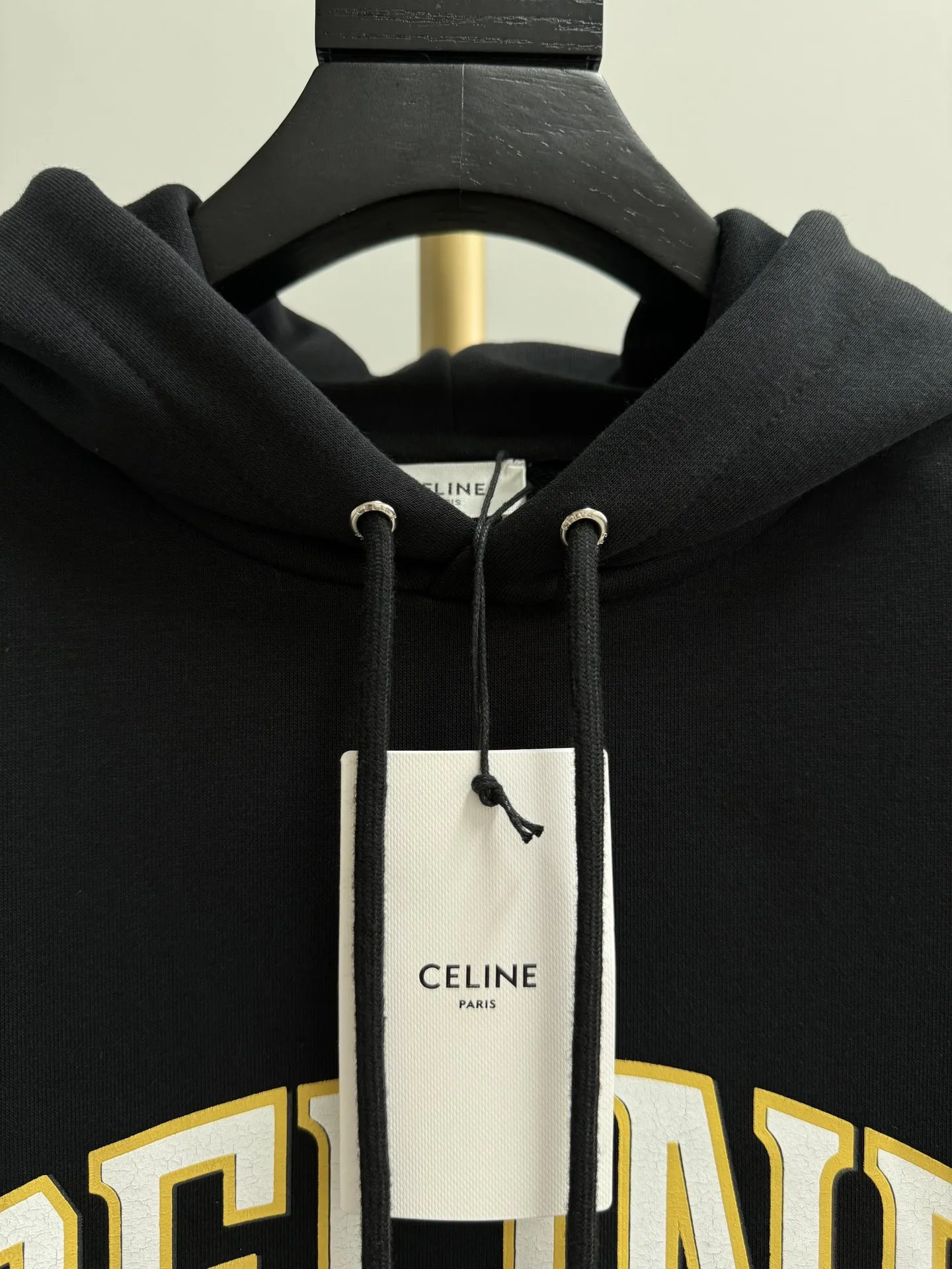 セリーヌ ブラック レタープリント フーディ - 画像 (4)