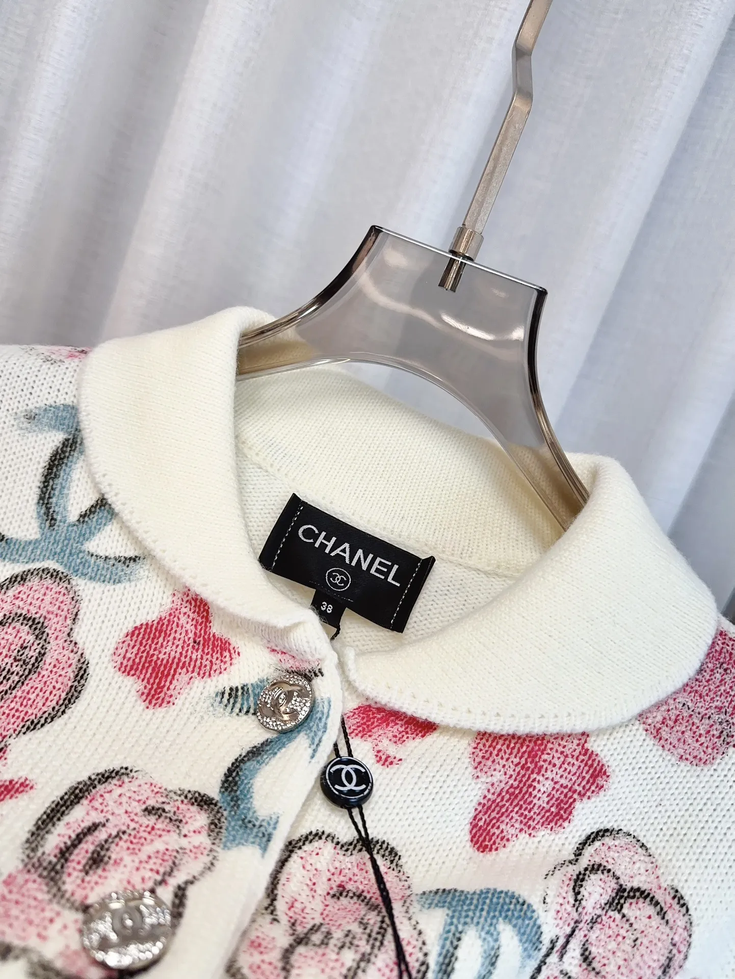 CHANEL新款工芸花柄プリントウールトップスホワイト - 画像 (7)