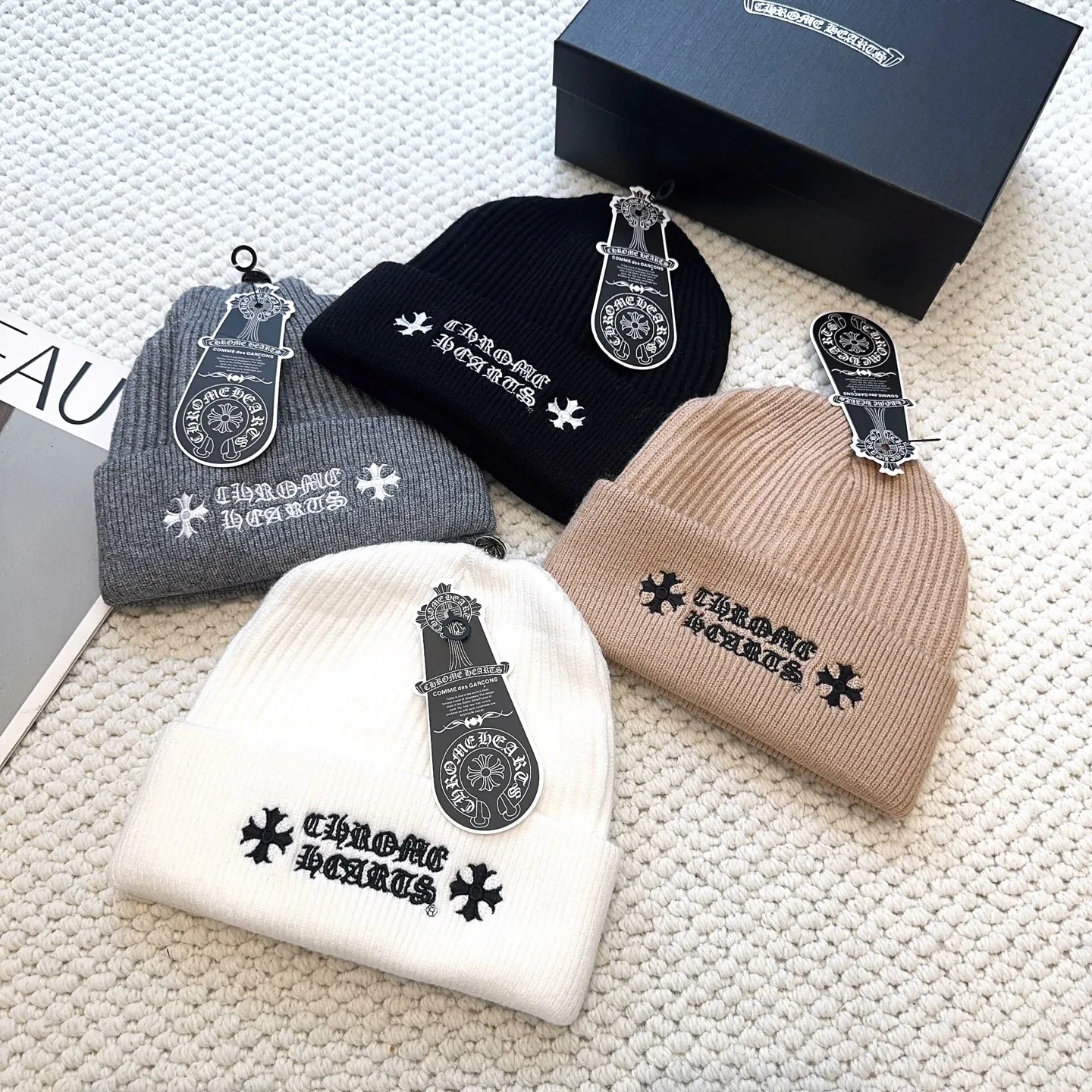 Chrome Hearts グレー十字架刺繍ニット帽 - 画像 (10)