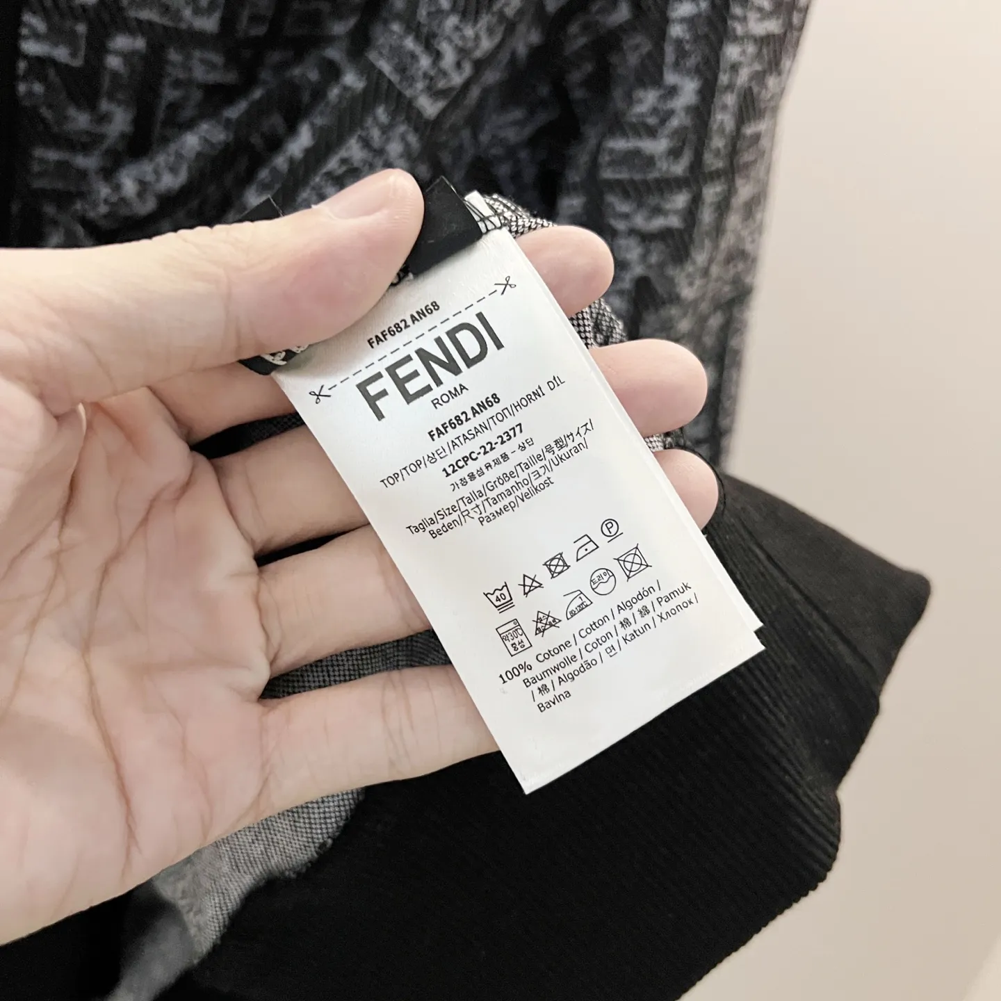 FENDI 420gカスタム生地パーカー ブラックホワイト - 画像 (9)