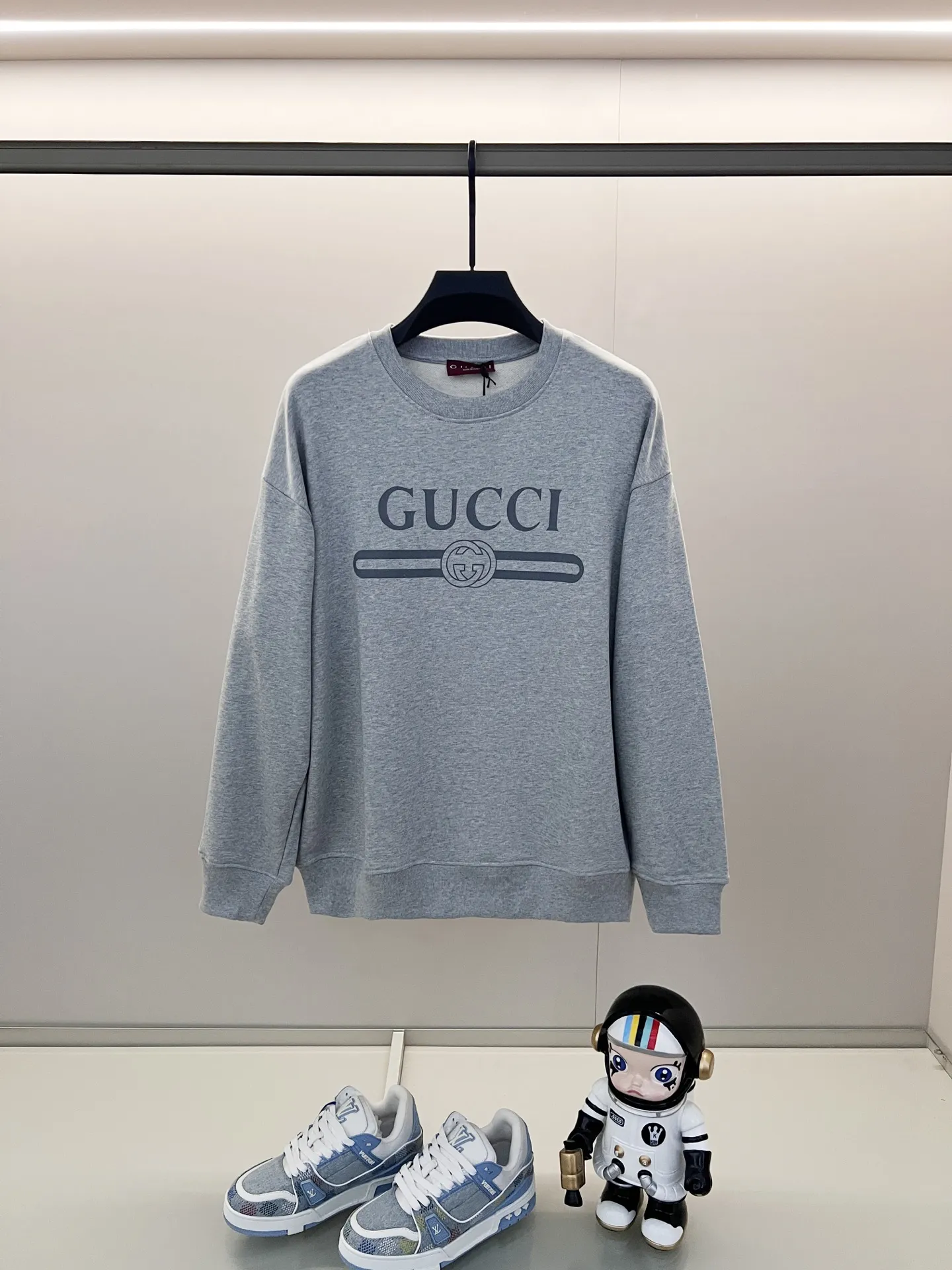 GUCCI 420gコットン丸首スウェット グレー