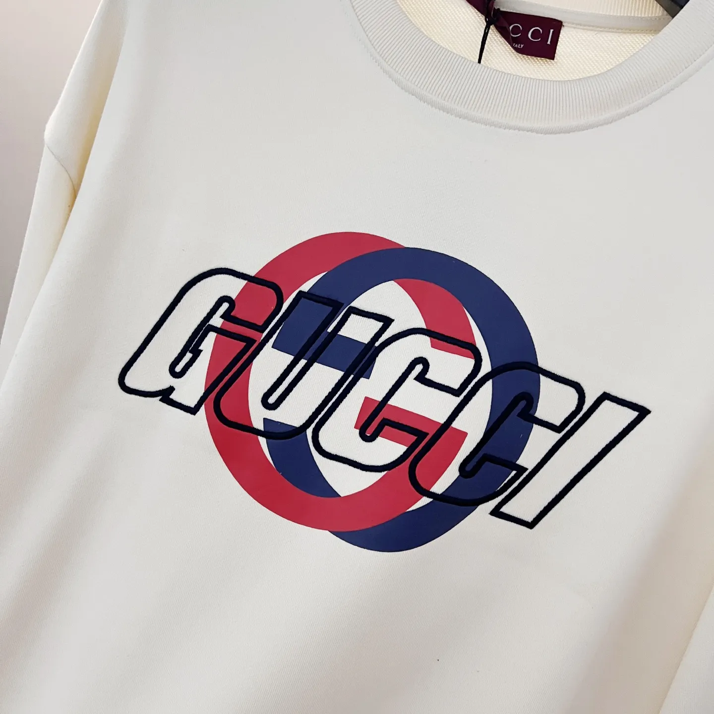 GUCCI 420gコットン Crew Neck スウェット 黒/杏色 - 画像 (6)